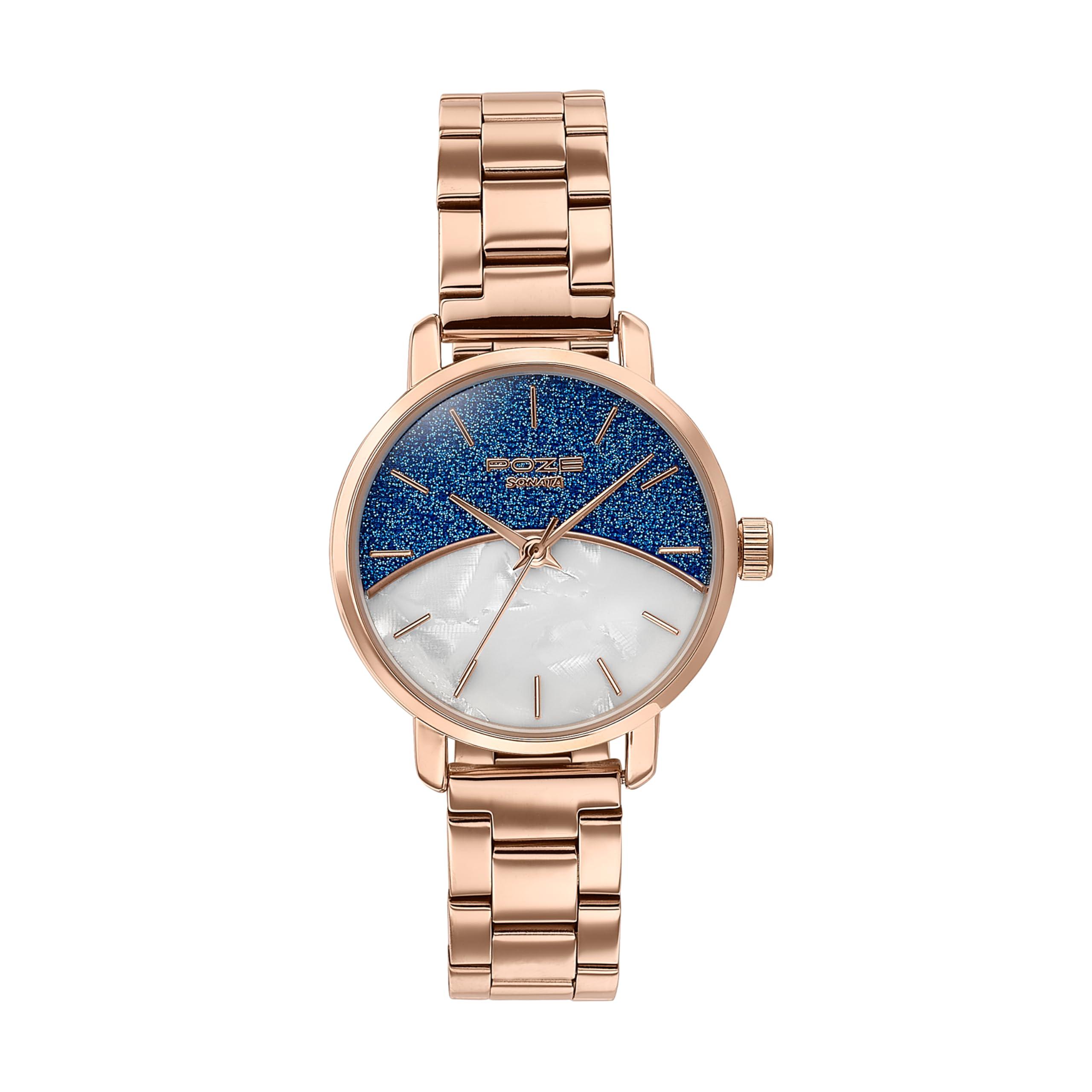 Sonata Poze 6 Delicate Dream Quartz White MOP Round Dial Women's Watch | Stainless Steel Strap Material | Watches for Women Analog - SP80130WM01