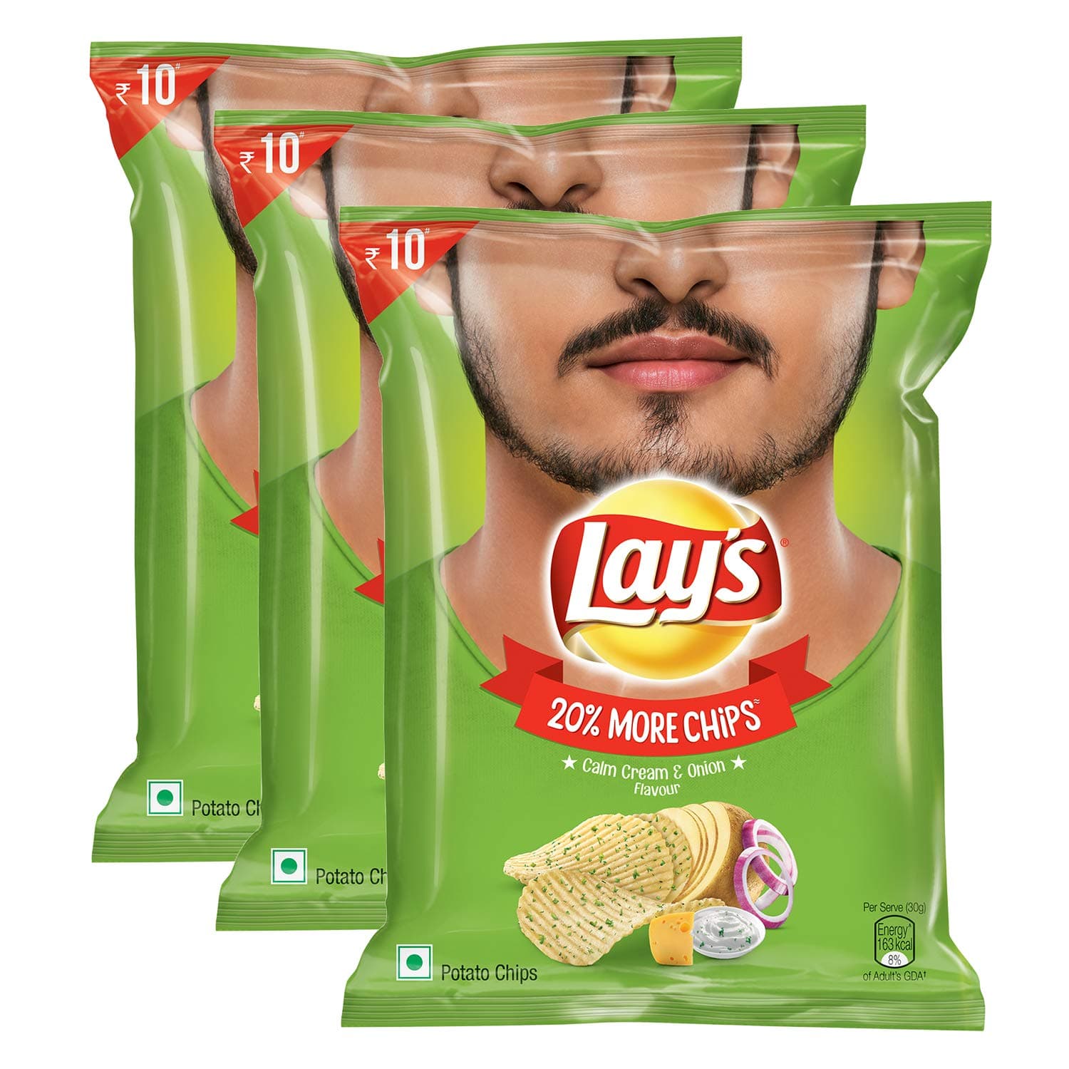 Lay's Potato Chips - American Style Cream & Onion Flavour, 25 Gram (Pack of 3)