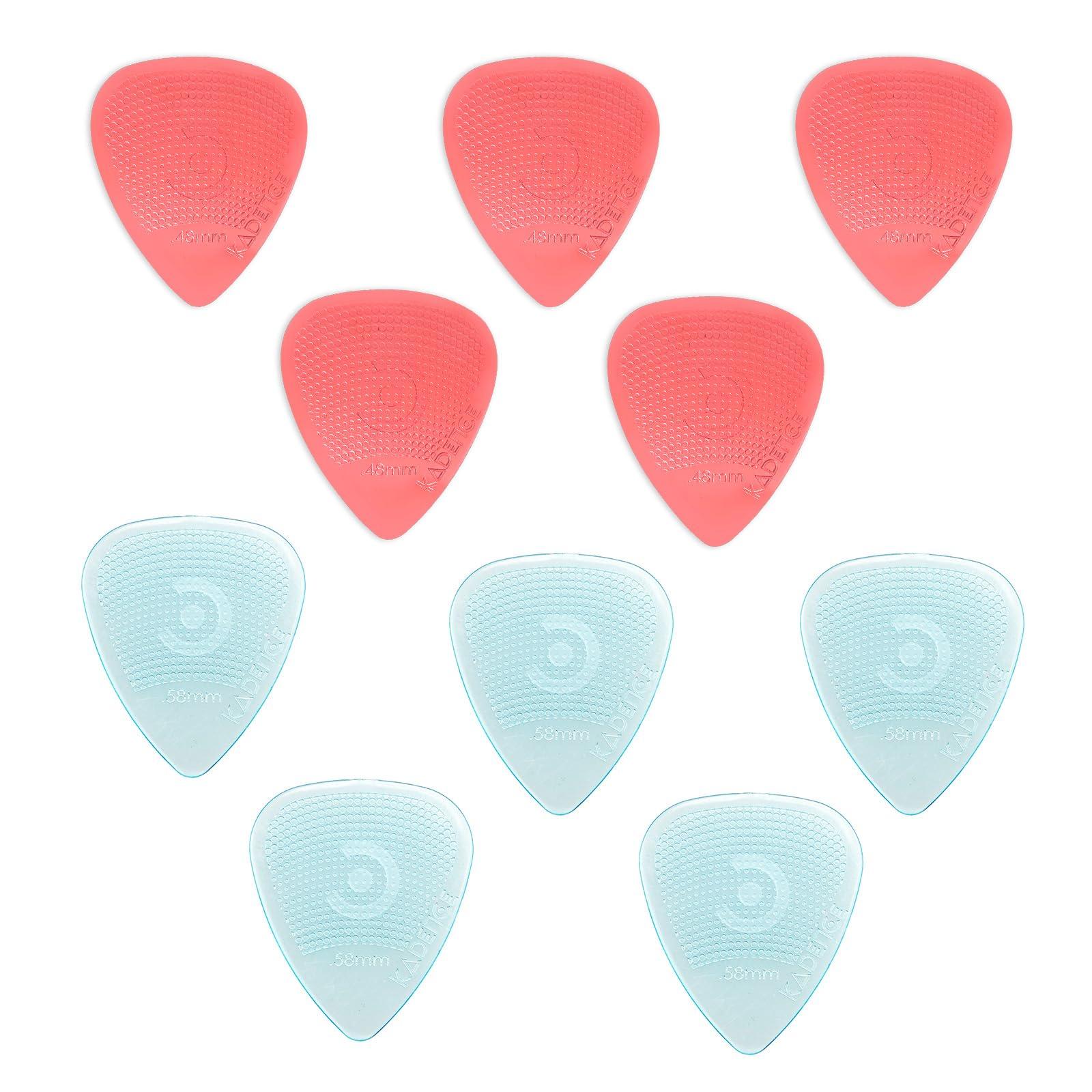 Kadence HG48R58B Jamming Series Assorted Guitar Picks (Pack of 10) | 5x0.48mm & 5x0.58mm Polycarbonate Plectrums | Hostile Grip, Anti-Slip Texture | For Acoustic, Electric & Bass Guitars | Blue & Red