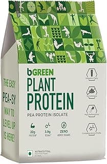 bGREEN Plant Protein Powder, Chocolate (1kg, 28 Servings) | Pea Protein Isolate | 22.32g Protein Per Scoop