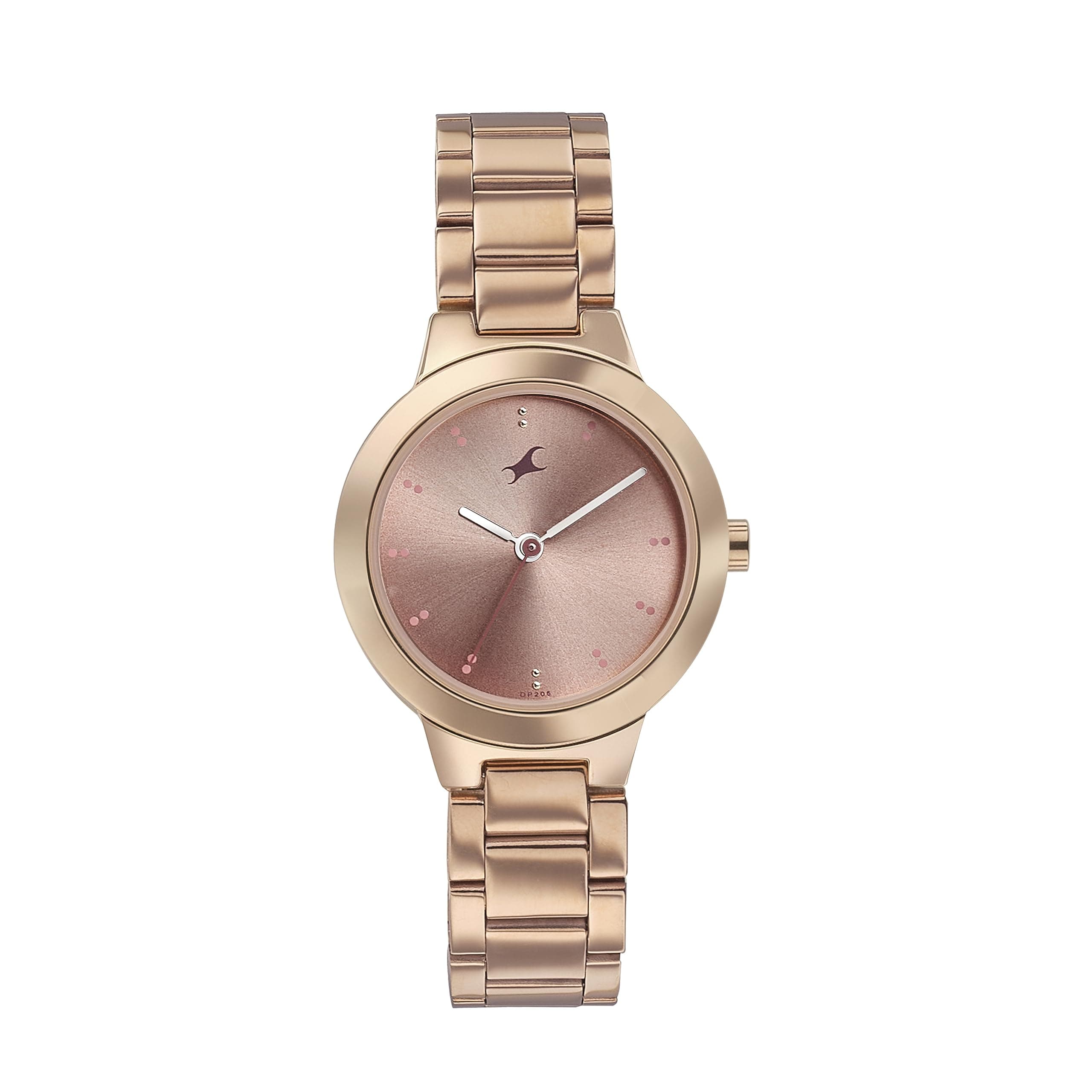 Fastrack Pulse Quartz Analog Pink Dial Rose Gold Stainless Steel Strap Watch for Girls - 6150WM01