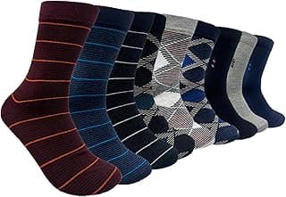 Holacozy Men's Cotton Blend Crew Formal Calf Socks, Classic Casual Design, Moisture Wicking, 9 Pairs Pack
