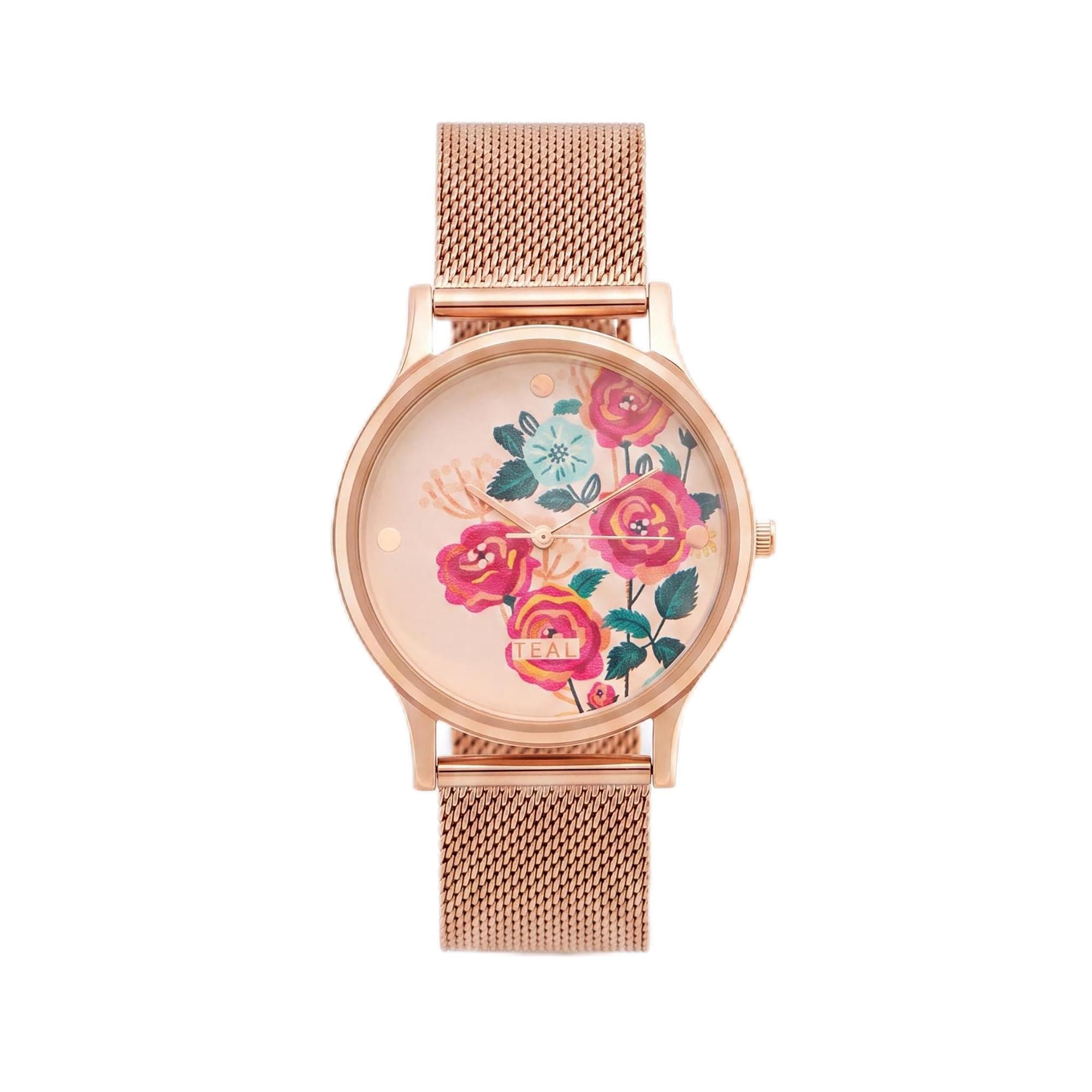 TEAL BY CHUMBAK Round Dial Analog Hand Watch for Women, Gifts for Women/Girls/Ladies, Stylish Fashion Watch for Casual/Work