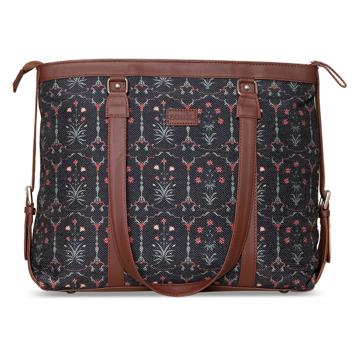 ZOUK Office Bag | Stylish Bags for Office Use | Laptop Bag 15.6 inch | Stylish Tote for Office Use | Purse for Women | Vegan Leather Handbag | Daily & Travel Use | Taj Guldasta
