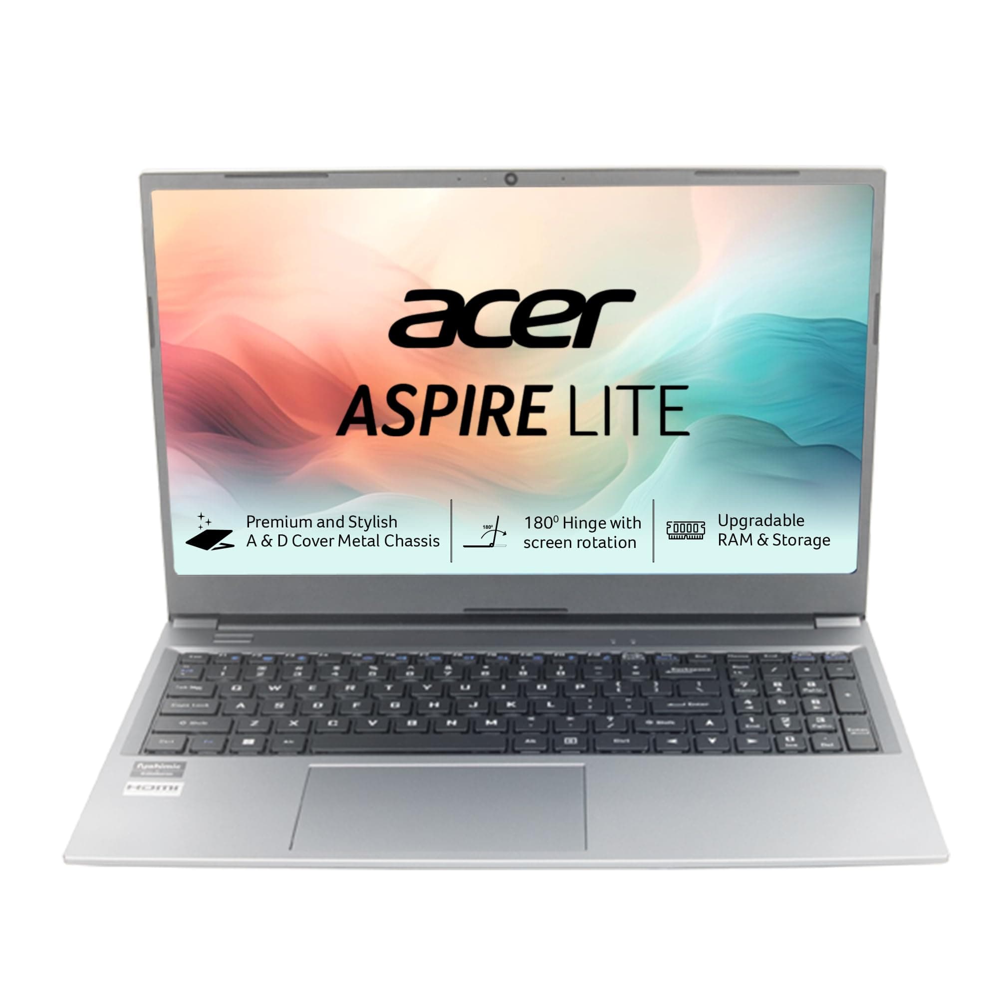 acer Aspire Lite, AMD Ryzen 5 7430U Processor, Office 2024 + M365 Basic, 8 GB RAM, 512 GB SSD, Full HD, 15.6"/39.62 cm, Windows 11 Home, Steel Grey, 1.59 kg, AL15-41, Thin and Light Laptop