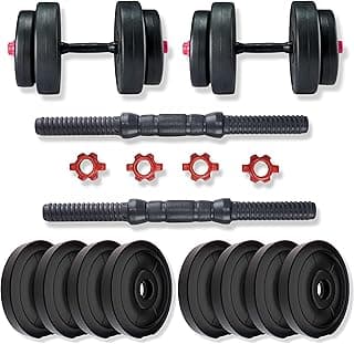 BULLAR Adjustable Dumbbell Set with Pair of Dumbbell Rods and PVC Weight Plates (10Kg Set)