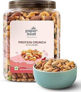 Paper Boat Protein Crunch, Premium Dry Fruit Mix, Healthy Trail Mix with Dry Fruits | Mix Dry Fruit | Almonds I Cashews I Pistachio I Chickpeas | Reusable Jar (1Kg)