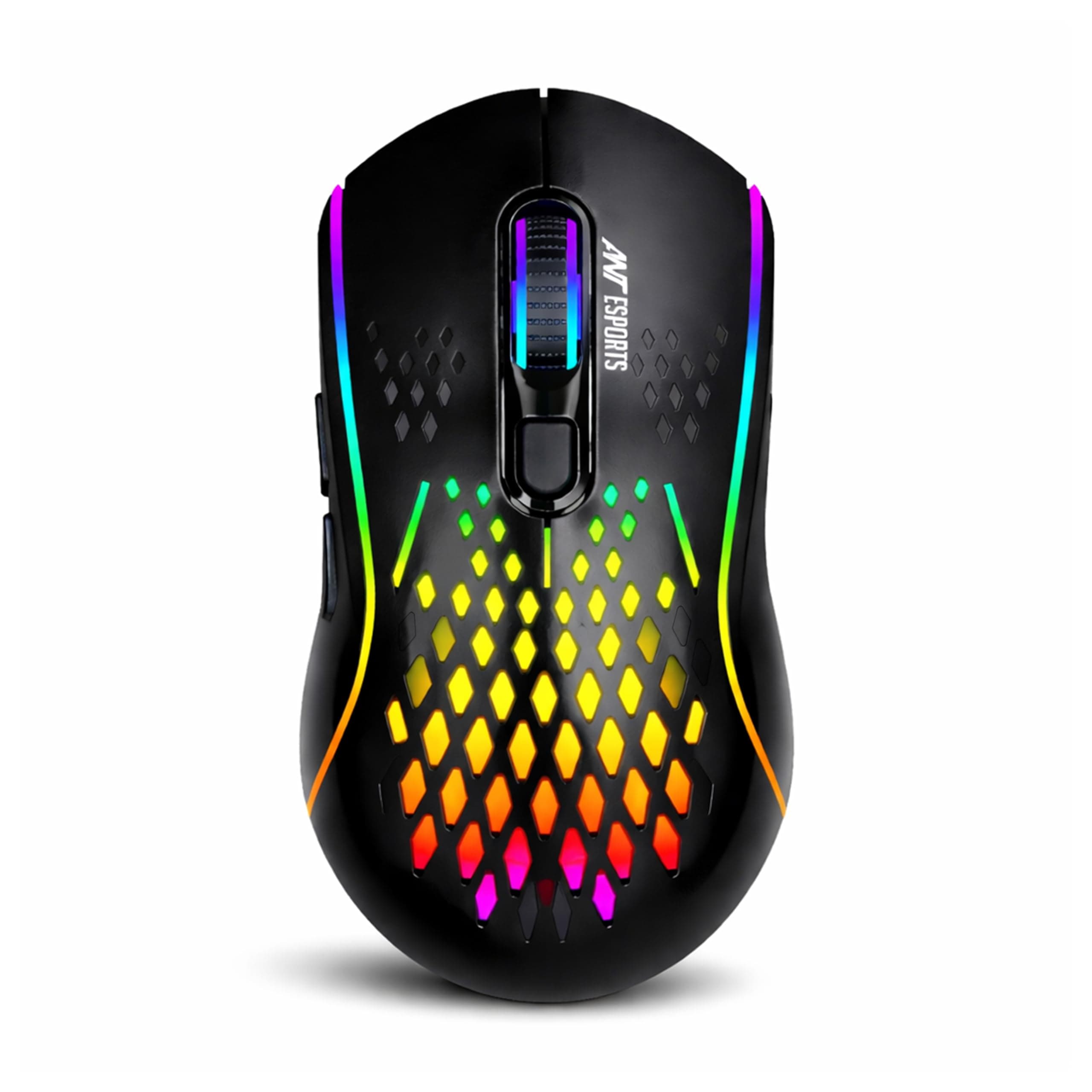 Ant Esports GM700 Wireless Gaming Mouse |4800 DPI Adjustable Sensor |11 RGB LED Modes | Lightweight Honeycomb Design |2.4GHz Low Latency |Rechargeable Battery | Ergonomic Mouse for PC & Laptop | Black