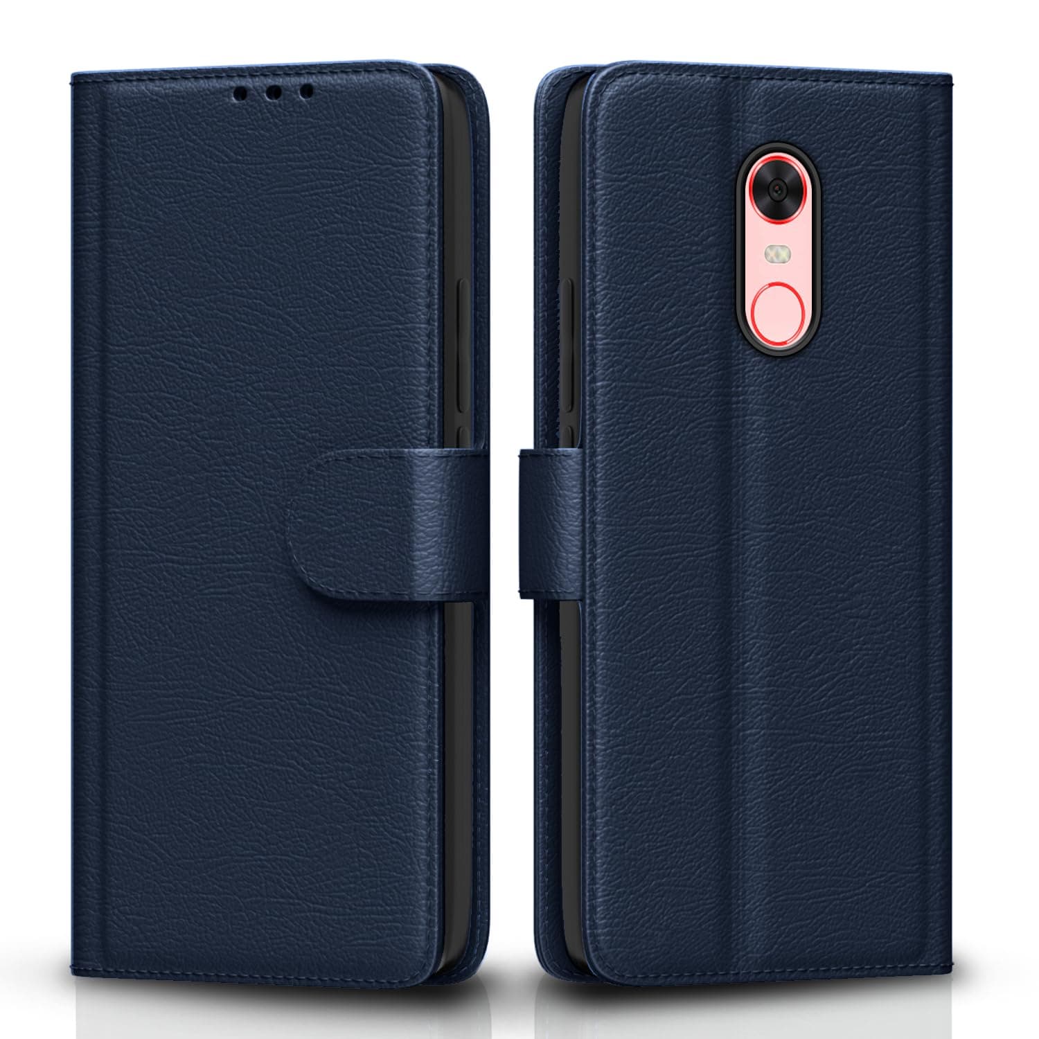 Pikkme Mi Redmi Note 5 Flip Case Leather Finish | Inside TPU with Card Pockets | Wallet Stand and Shock Proof | Magnetic Closing | Complete Protection Flip Cover for Mi Redmi Note 5 (Blue)