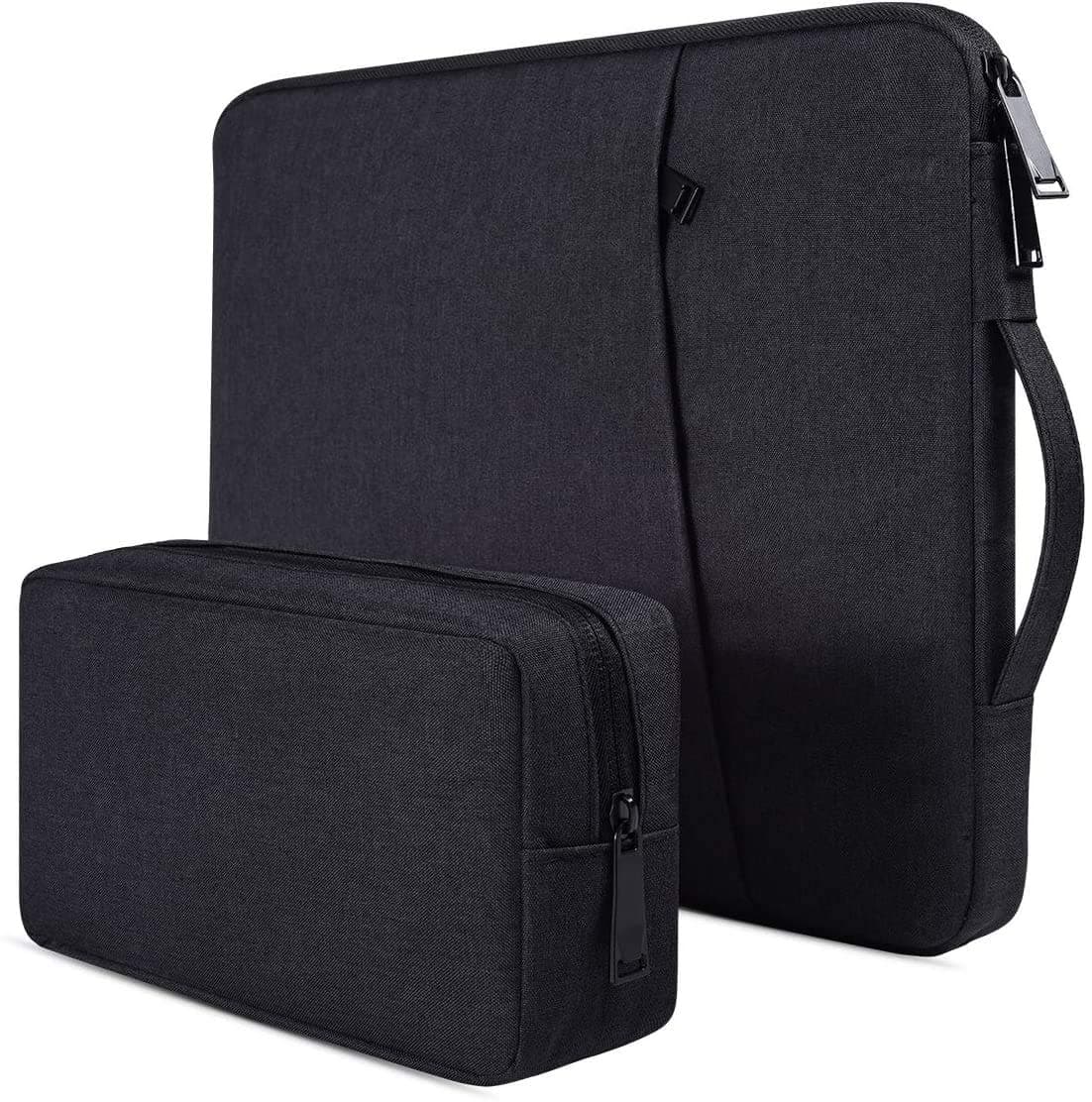 Dynotrek Zipper 14 inch Laptop Sleeve Bag, with Charger Pouch Computer Cover Accessories Pocket, Portable Laptop Case Compatible for MacBook Air/Pro, Dell, HP, Acer, Asus, Lenovo -Charcoal Black