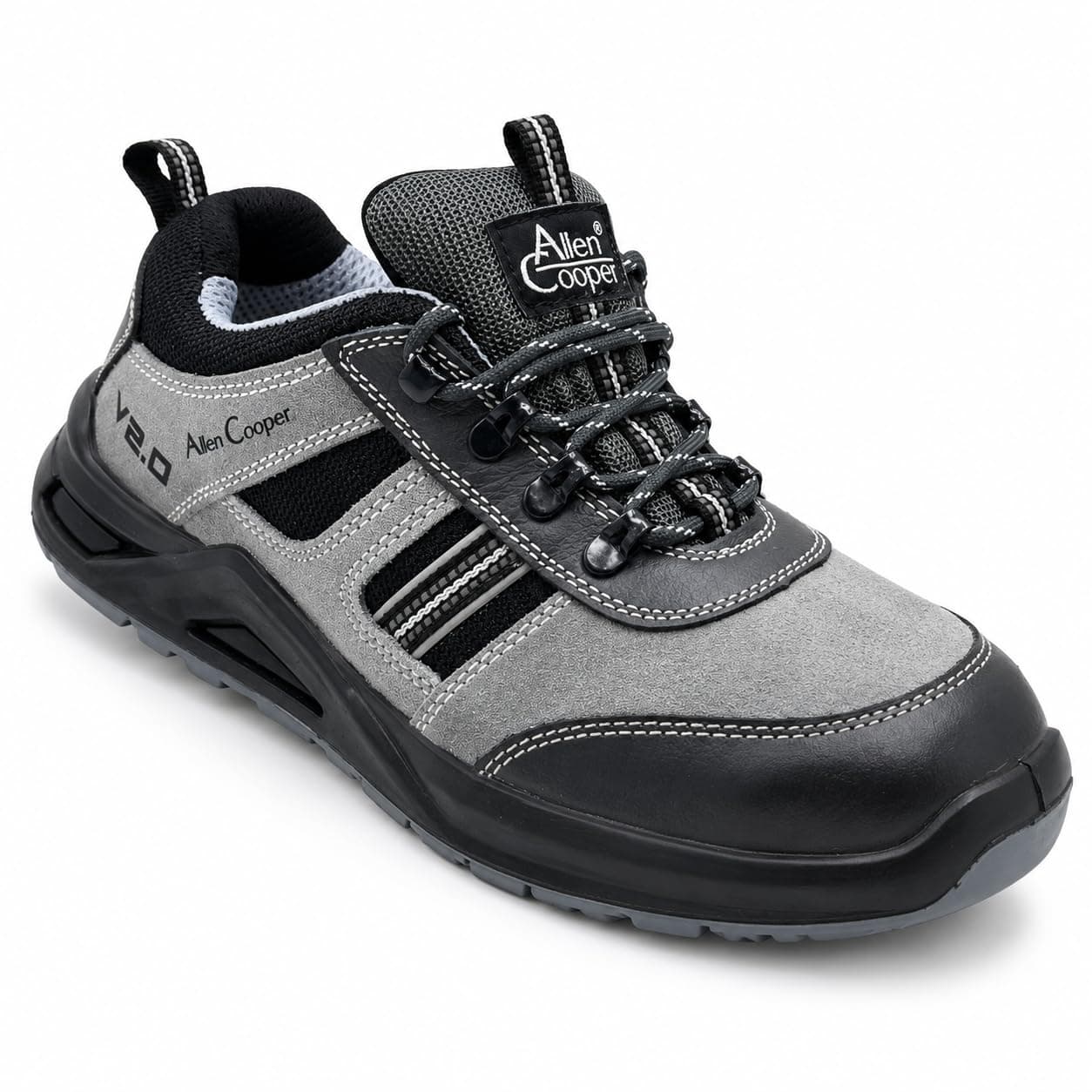 Allen Cooper 1156 Men's Safety Shoe, Grey, Size 09 India/UK (1 Pair Free Socks)