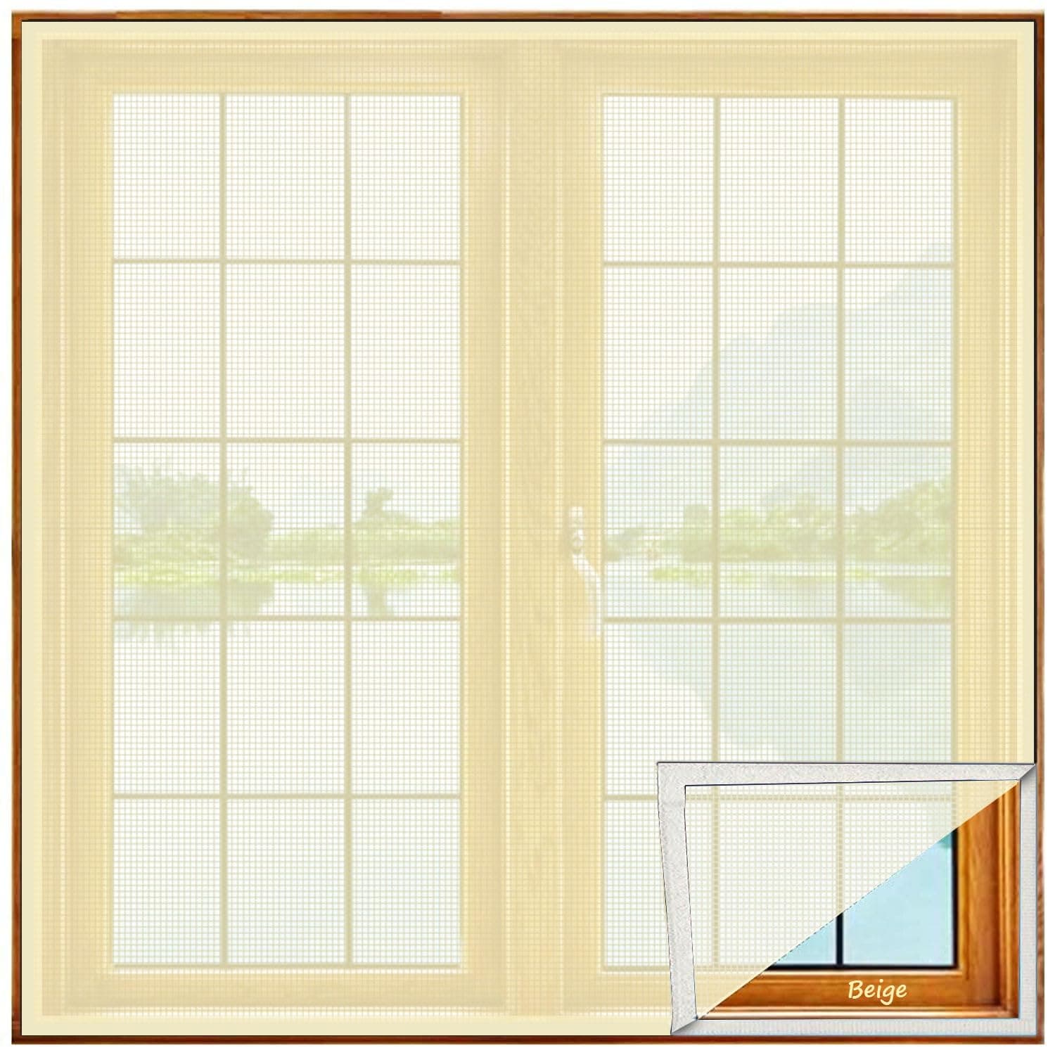 Upgraded & Stitched - LifeKrafts Customized Window Mosquito Net (Size-160x160cms/63 * 63 Inches/4.25 * 4.25 Feet, Color-Beige) 120 GSM Fiberglass Insect Net Pre-Stitched to Net - Ready to use Net