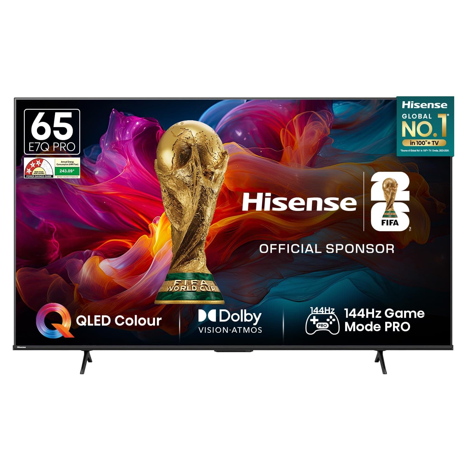 Hisense 164 cm (65 Inches) 4K Ultra HD Smart QLED TV | Dolby Vision Atmos, HDR10+ Adaptive | 144 Hz Game Mode Pro | AI 4K Upscaler | VIDAA OS | 65E7Q PRO (Charcoal Grey)
