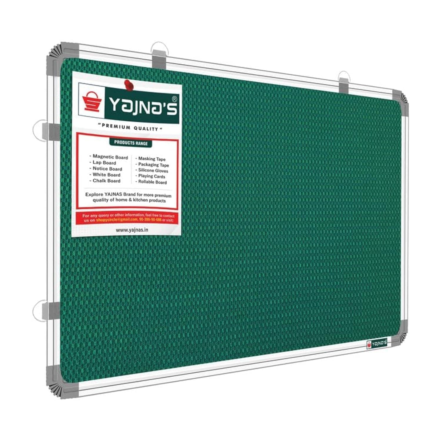 YAJNAS® 2x3 Feet Premium Material Notice Pin-up Board/Pin-up Board/Soft Board/Bulletin Board/Pin-up Display Board for Home, Office & School Uses (Green, 3 Feet X 2 Feet (Pack of 1)_Green)