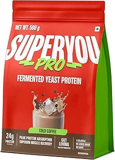 Superyou Pro Fermented Yeast Protein Isolate 500g | 24g Protein| Coffee | Higher Absorption than Plant Protein | Superior Muscle Recovery | Gut Friendly | Vegan Protein | PDCAAS of 1