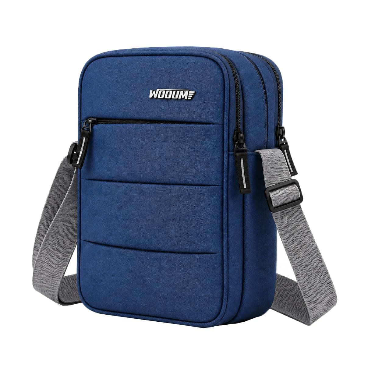 Wooum Crossbody Sling Bag for Men & Women – Water-Resistant Side Shoulder Bag with 2 Main Compartments & Zipper Pockets – Perfect for Office, Travel & Daily Use (Navy Blue)