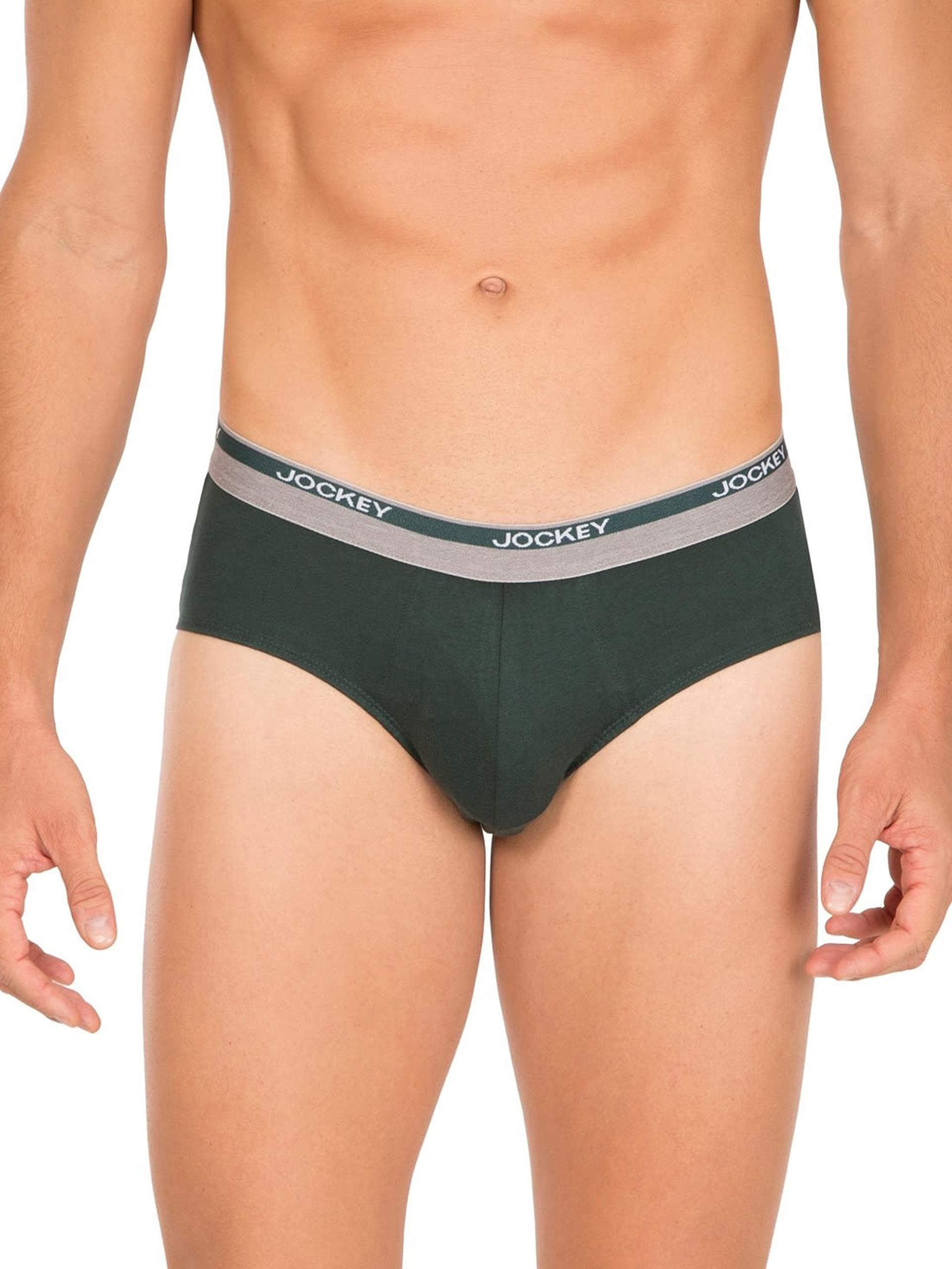 Jockey Men's Cotton Modern Briefs (8037_Pack of 2, Bottle Green_S)