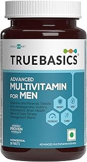TrueBasics Advanced Multivitamin For Men (30 Tablets) | With Ashwagandha, Gokhru & Kawach, Vitamin D3 and Multiminerals | For Immunity, Energy, Strength & Stamina