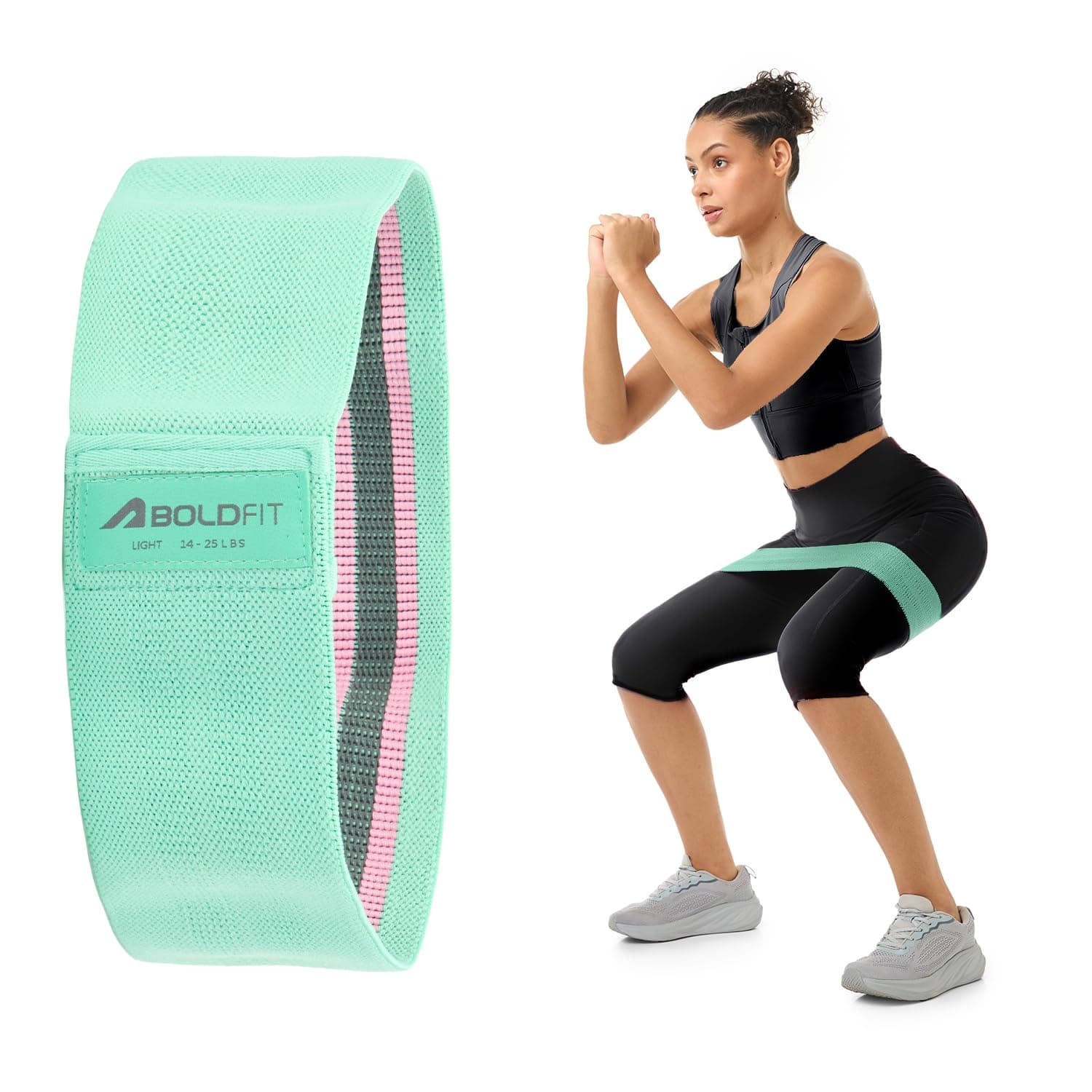 Boldfit Fabric Resistance Band - Loop Hip Band for Women & Men for Hip, Legs, Stretching, Toning Workout. Mini Loop Booty Bands for Glutes, Squats Exercise Usable in-Home & Gym. (Green)