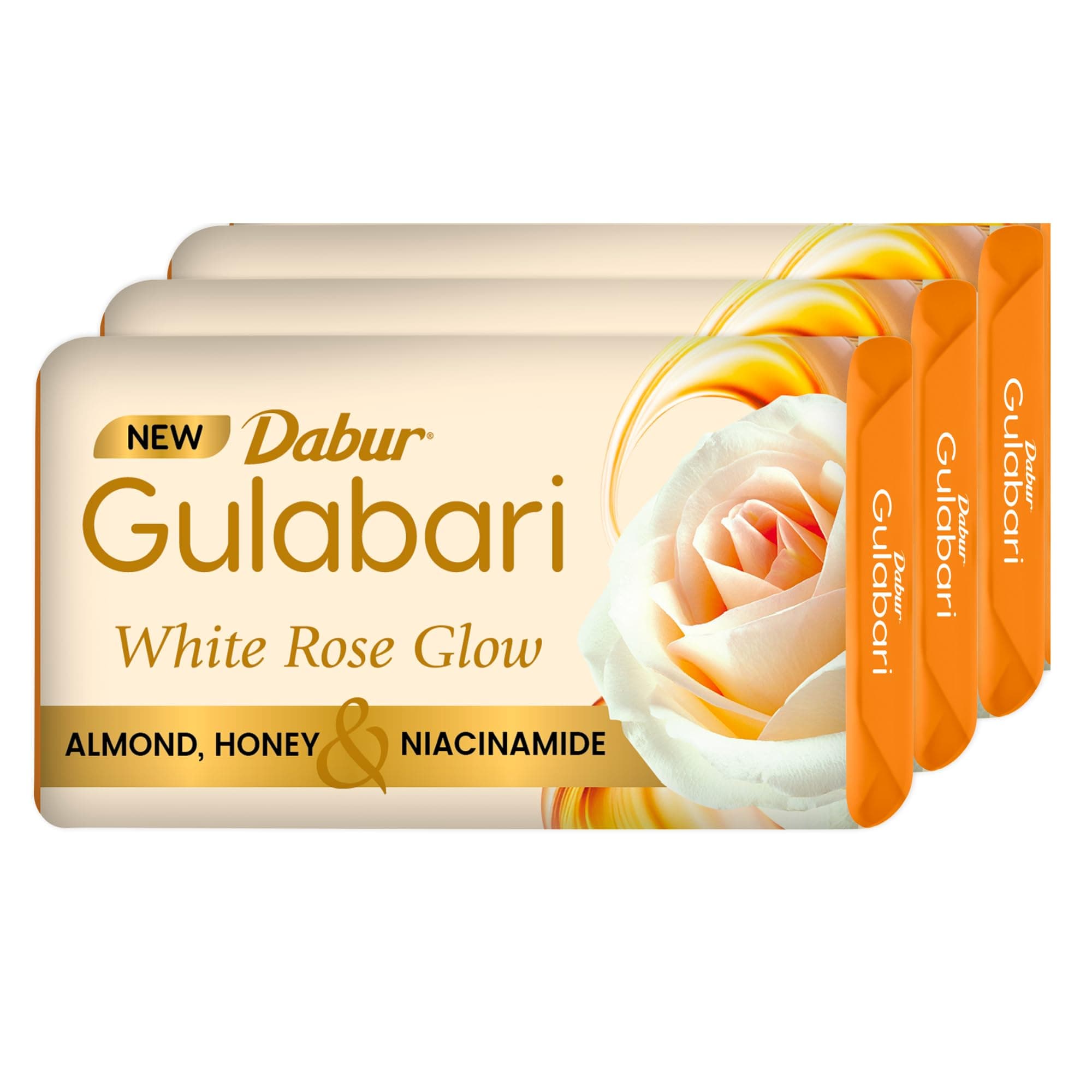 Gulabari White Rose Soap - 450g (150g x 3) | Moisturizing Bathing Soap for Soft, Glowing Skin for Skin & Body | Goodness of Almond Milk, Honey & Niacinamide