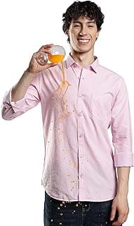 TURMS Men's Oxford Plain Shirts, Water Repellent, Anti-Stain & Anti-Odor, 100% Pure Premium Cotton, Solid Full Sleeves