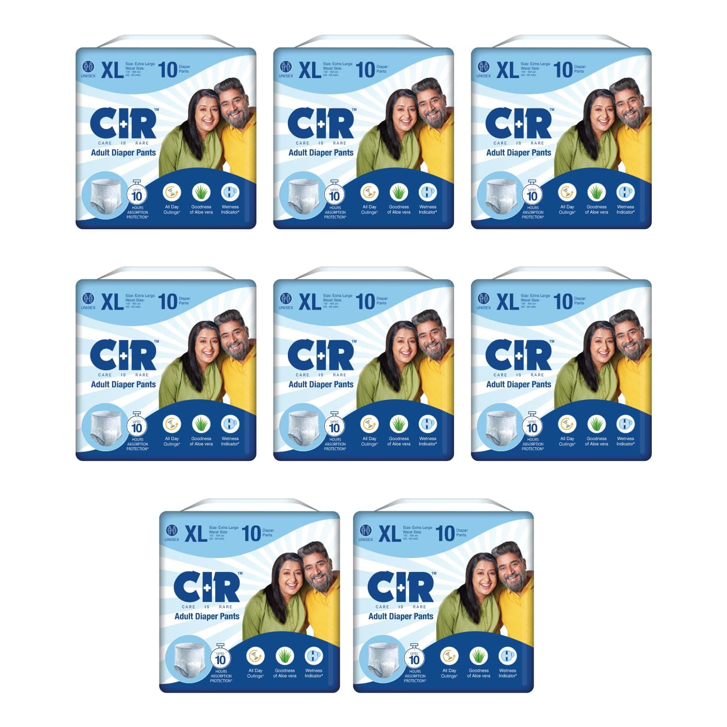 CIR Adult Diaper Pants Style | Adult Diaper Extra Large (XL)|Waist (100-150cm I 40"-59") |10 hr Absorption-Protection | Unisex with Wetness Indicator | Odour Control | Goodness of Aloe Vera | 80 Units