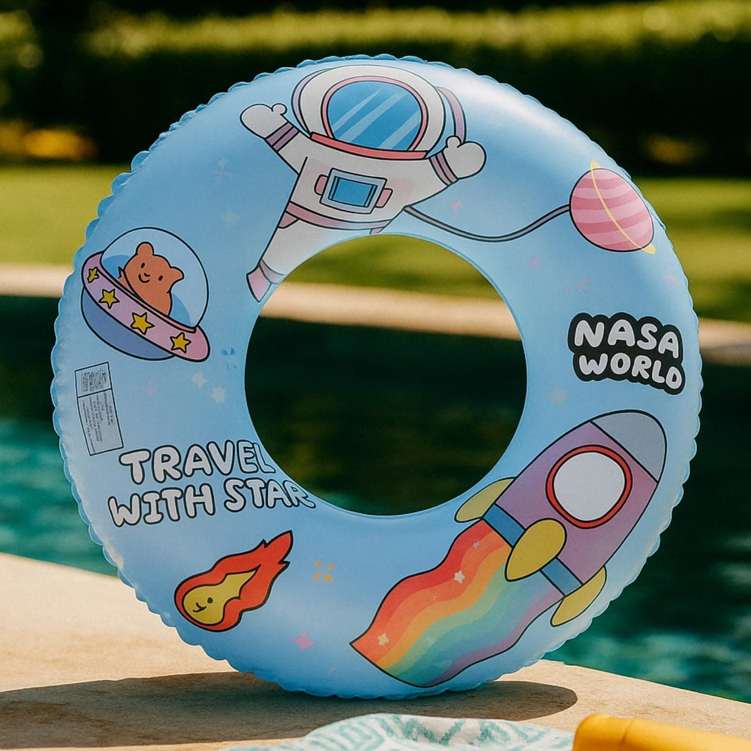Toy Imagine 24 Inch Inflatable Swim Ring for Boys, Space Theme Design, Durable Pool Float for Kids, Fun Summer Water Accessory