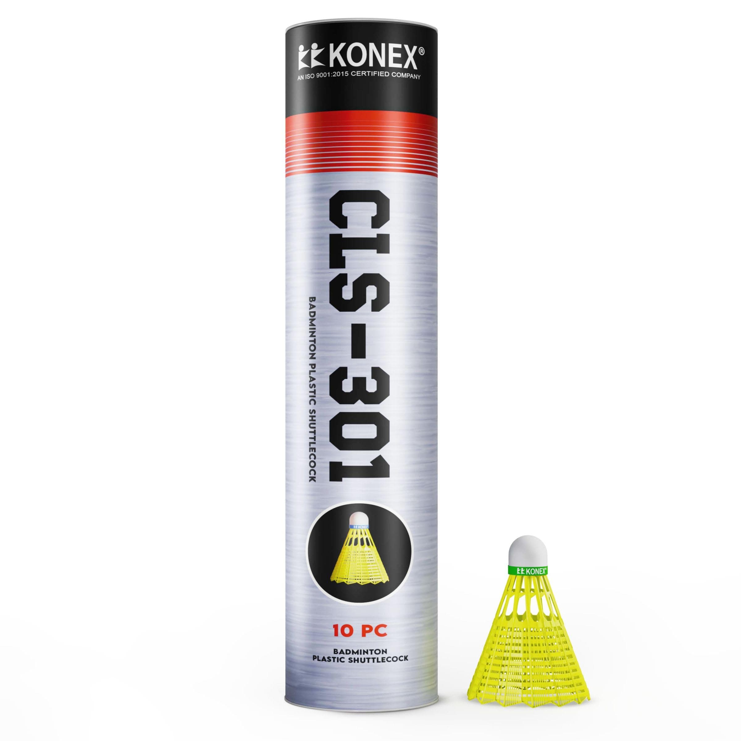 Konex Badminton Shuttlecock | Durable Plastic Build | Fast, Stable | Effective - Yellow (Pack of 10)