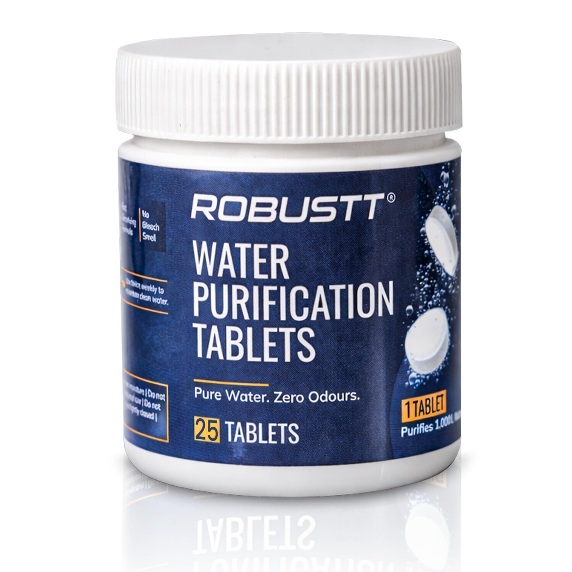 Robustt Water Purification Chlorine Tablets for Water Tank (25 Tablets) 1 Tablet Purifies 1000L Water | Fast Acting Water Purifier Tablet | Eliminates Unpleasant Smell and Prevents Bacterial Growth