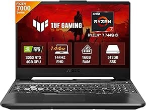 ASUS TUF A15, AMD Ryzen 7 7445HS, Gaming Laptop(RTX 3050-4GB/75W TGP/16GB RAM/512GB SSD/FHD/15.6"/144Hz/Backlit Keyboard/48Whrs/Win11/MS Office24/Graphite Black/2.3 Kg) FA506NCG-HN200WS