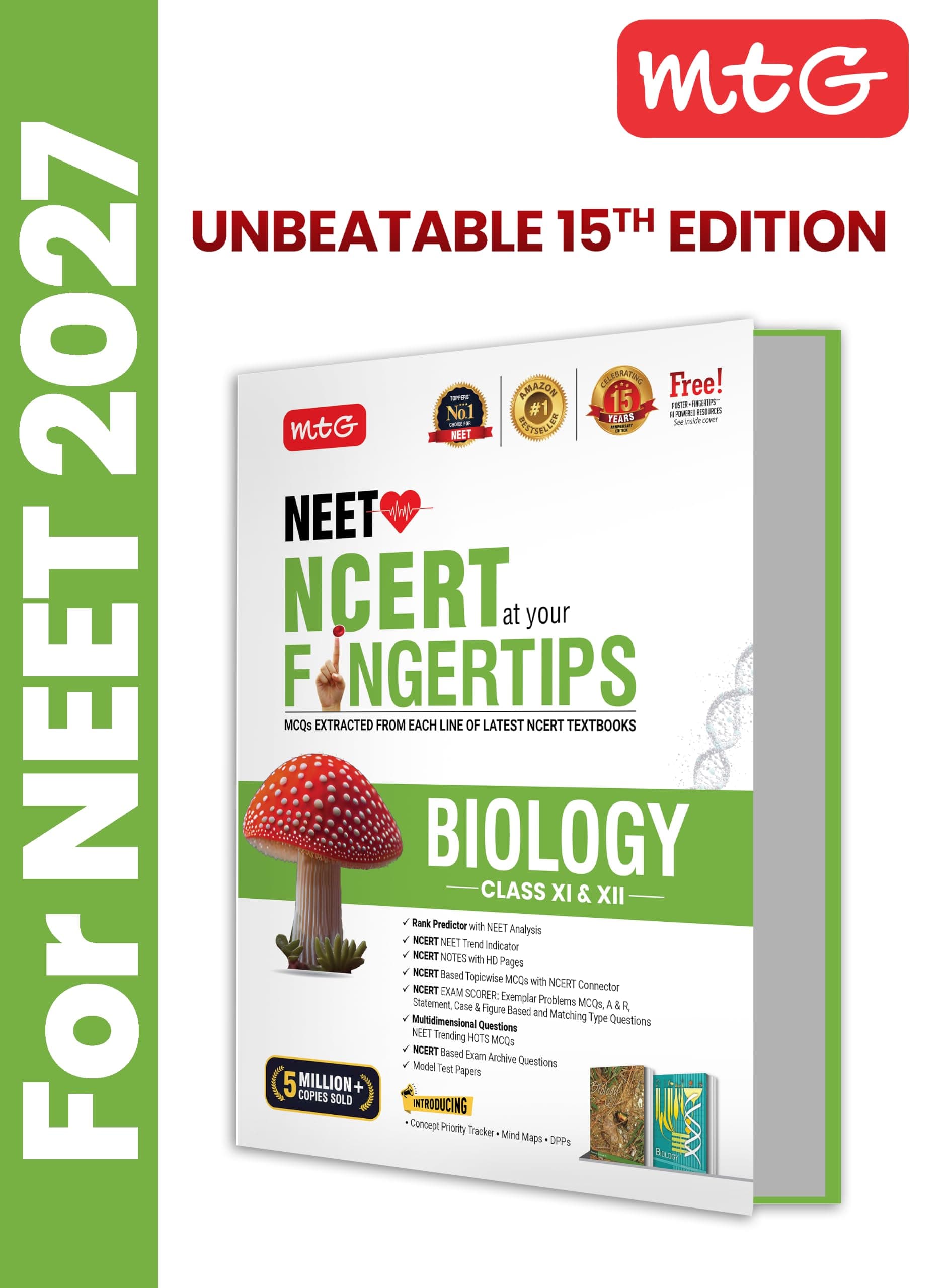 MTG NCERT at your FINGERTIPS Biology For NEET Exam 2026-2027 | NCERT Exam Scorer, Concept Priority Tracker, HOTS MCQs, Mind Maps & DPP with HD Pages | 15th Edition (Based on NEET Latest Pattern)