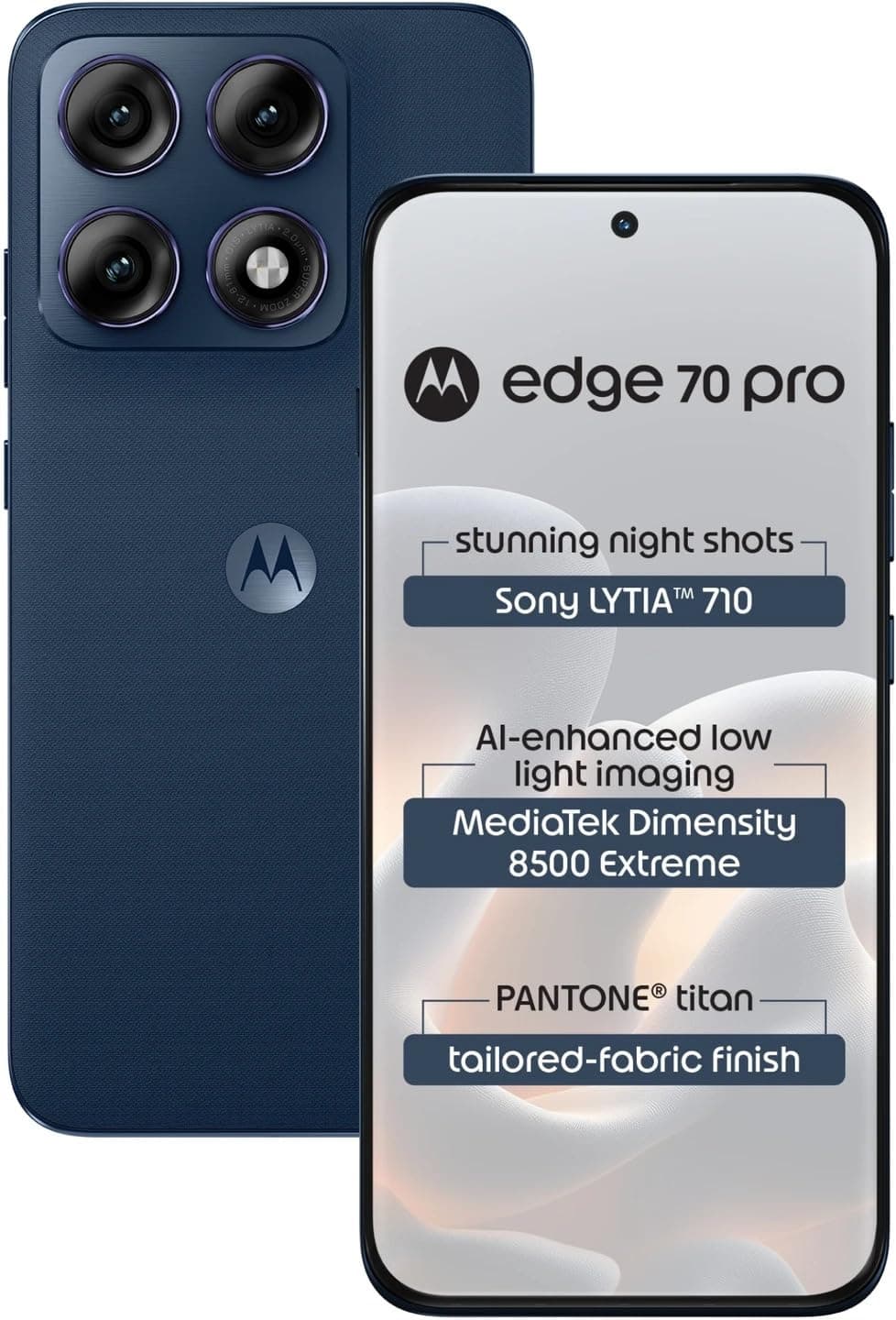 Motorola Edge 70 Pro 5G (Pantone Titan Blue, 12GB RAM, 256GB Storage) | Dimensity 8500 Extreme | 50MP Dual Camera | 6500mAh Battery | 6.8” 144Hz AMOLED Display