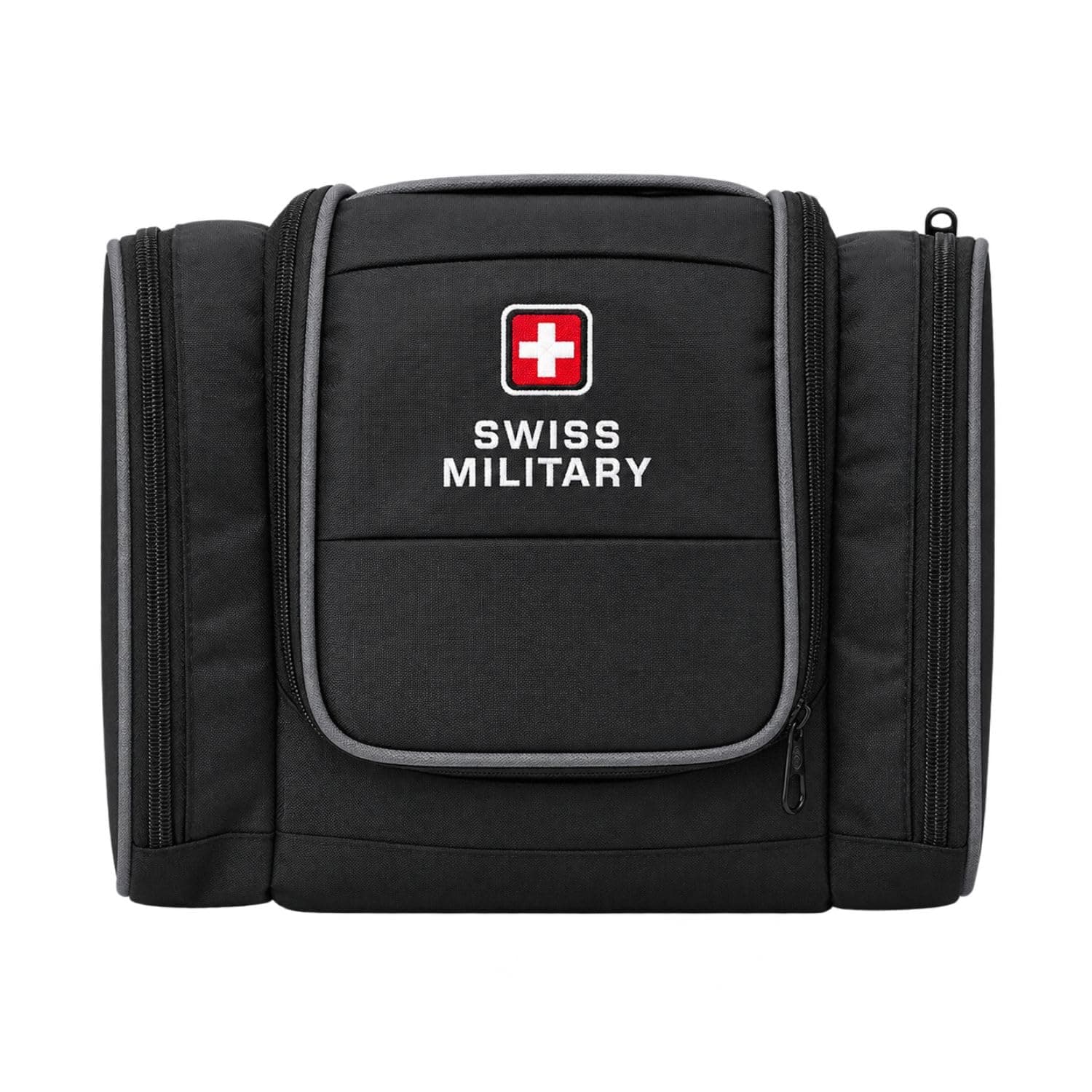 Swiss Military Unisex 5L Water-Resistant Toiletry Bag for Travel with Multiple Compartments, Quick Access Pocket, Durable Zippers, Organizer for Toiletries, Makeup and Essentials-Black
