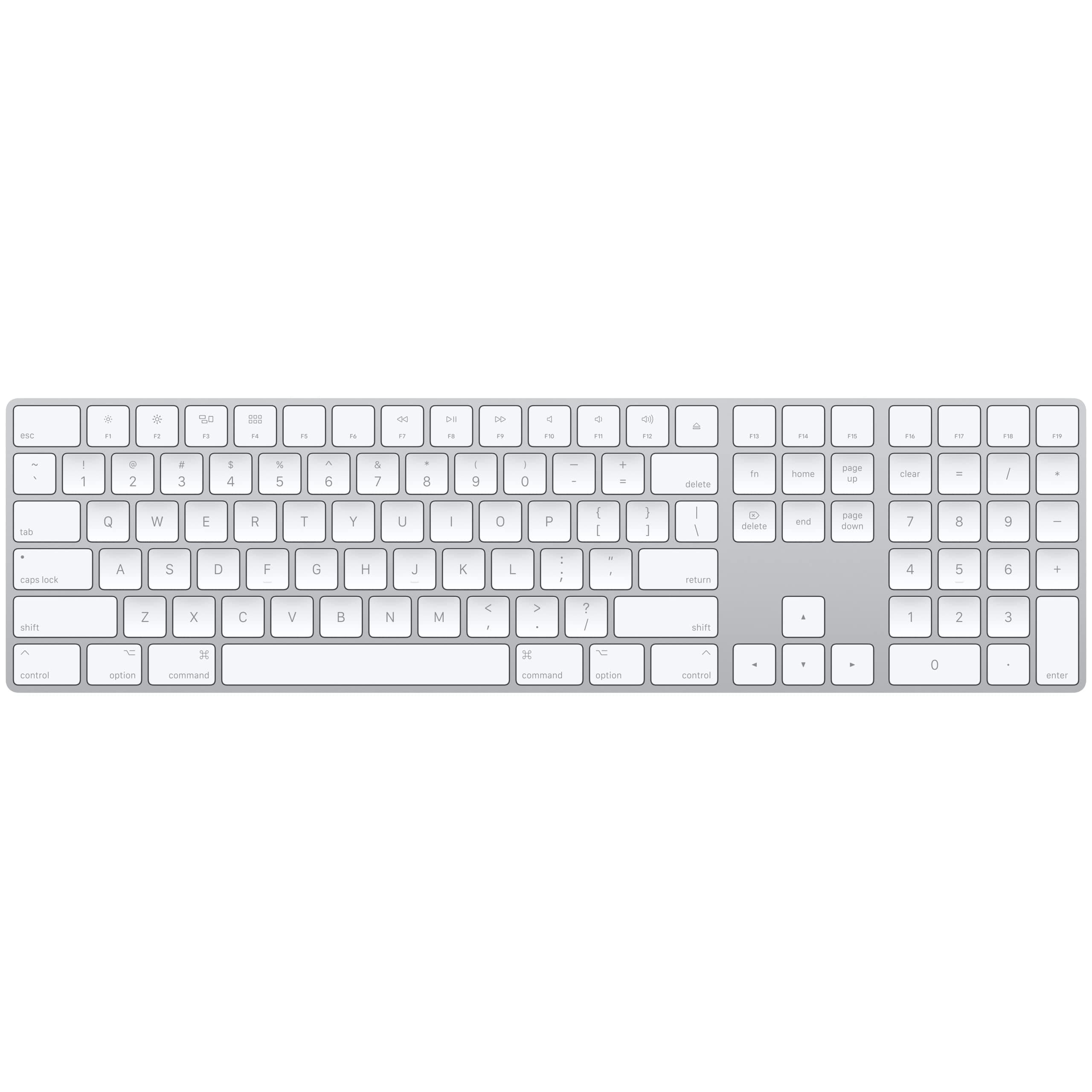 Apple Magic Keyboard with Numeric Keypad: Bluetooth, Rechargeable. Works with Mac, iPad or iPhone; US English, Silver