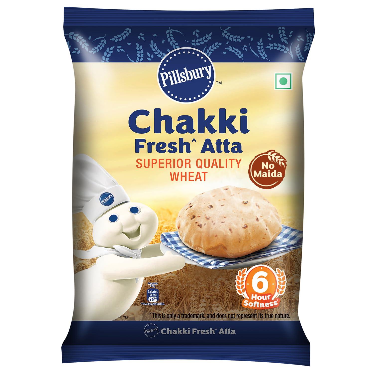 Pillsbury Chakki Fresh Atta| Wheat Grains | 0% Maida | Upto 6 Hours of Softness | 1kg