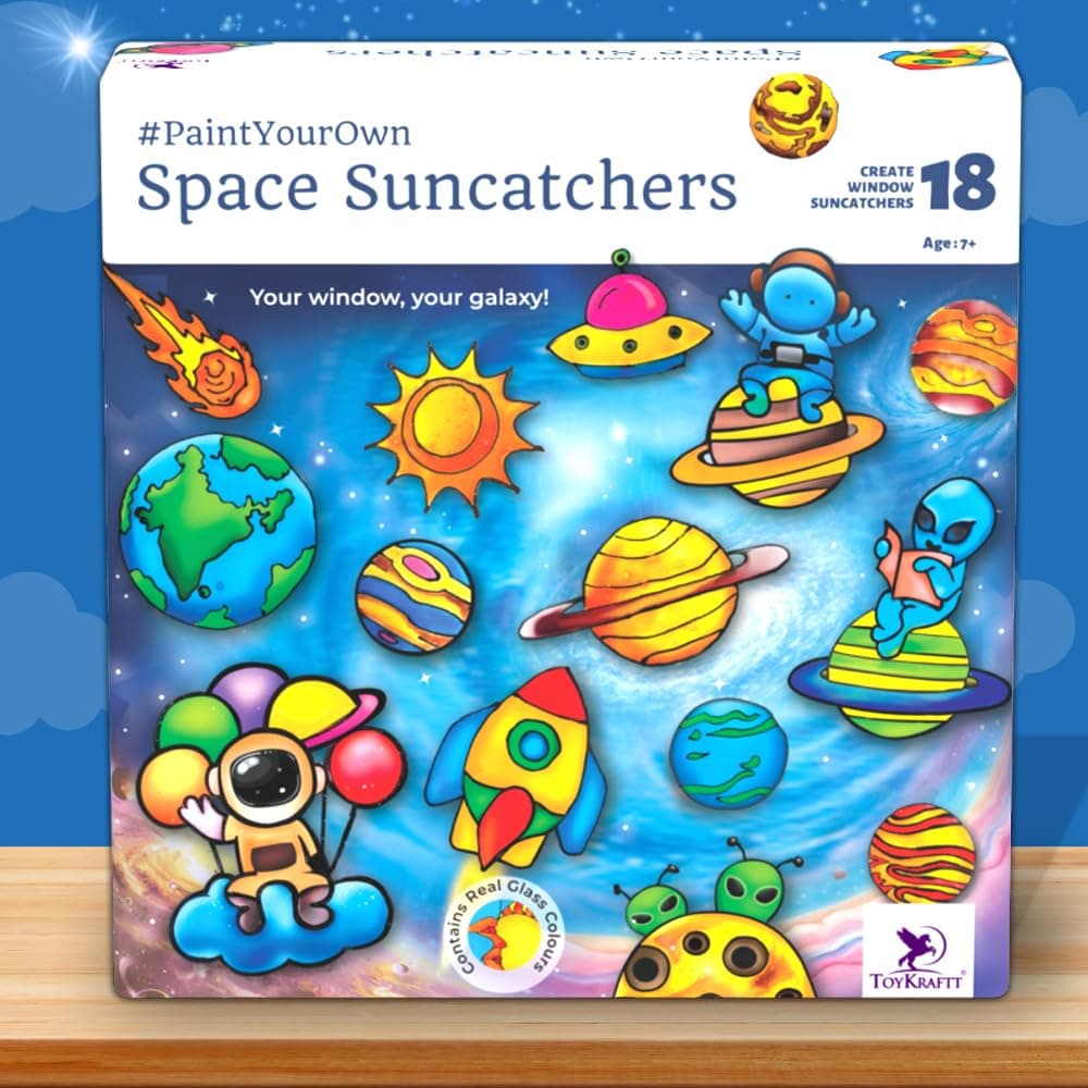 TOYKRAFT Space Suncatcher Window Art Kit - Glass Painting Kit & Craft Kit for Girls 9-12, Birthday Gift for Girls Age 8-10 Years, Creative Educational Toys