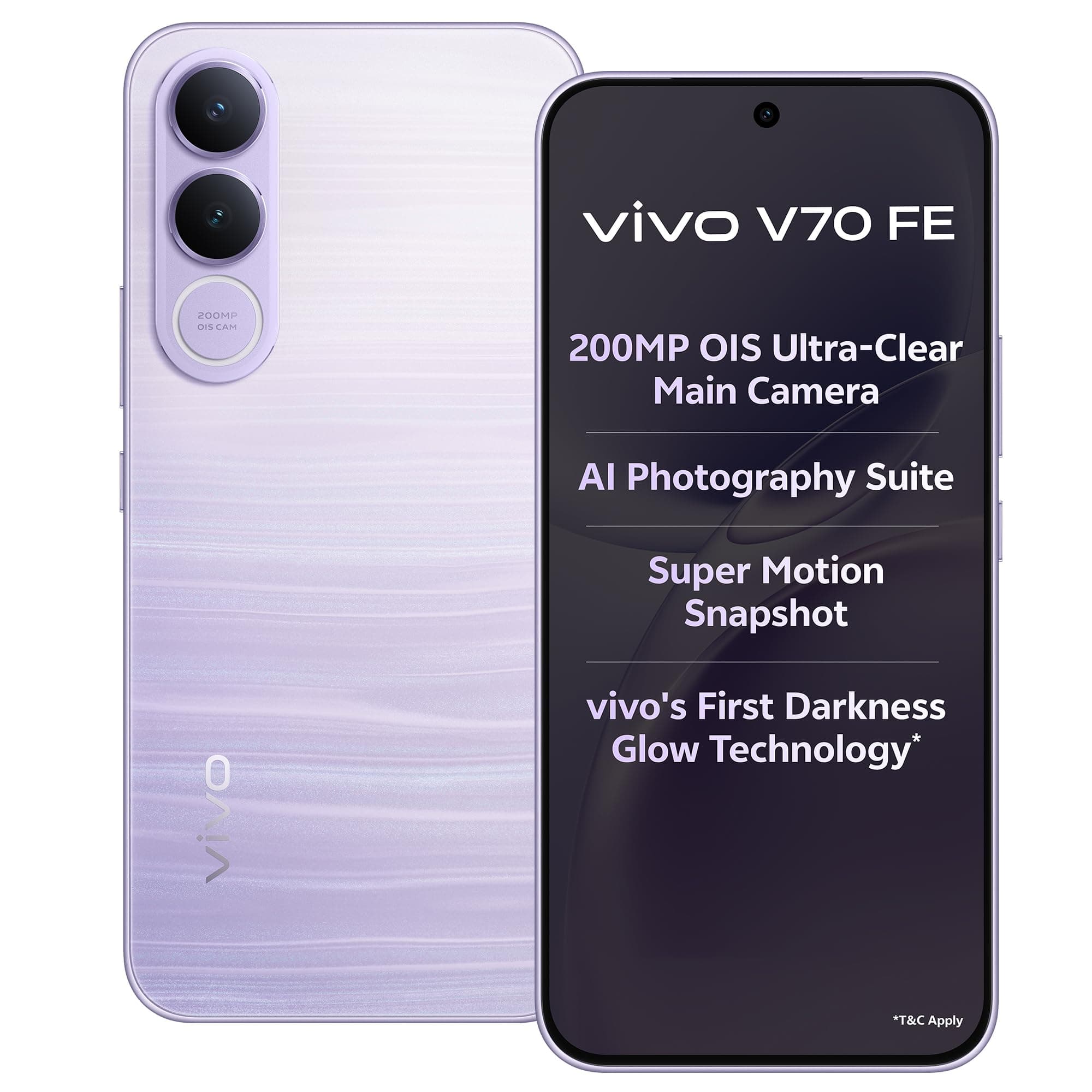 vivo V70 FE 5G (Northern Lights Purple, 12GB RAM, 256GB Storage) with No Cost EMI/Additional Exchange Offers
