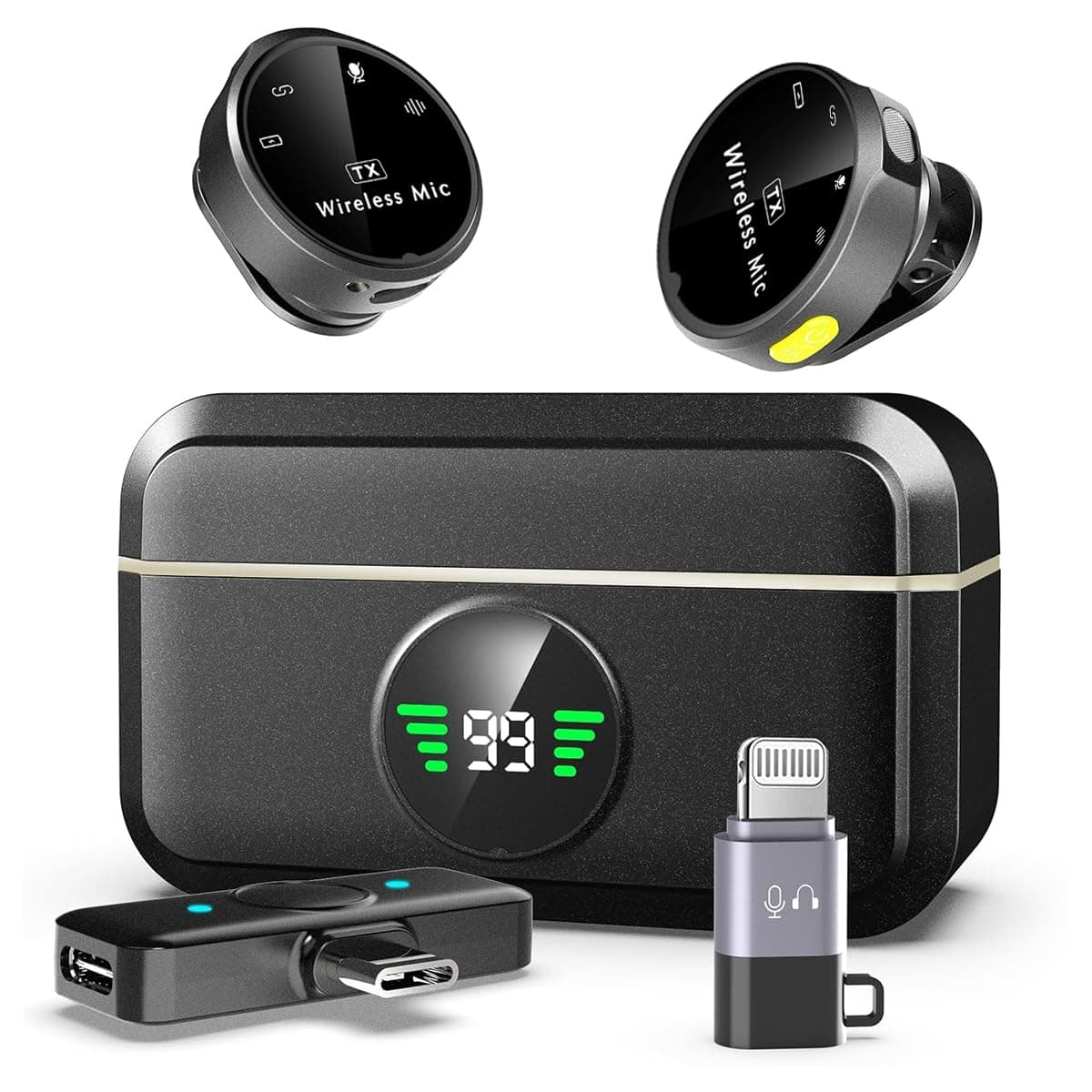 String Swing Wireless Microphone with Noise Cancellation, Collar Mic for iPhone & Android | 360° Voice Pickup | Wireless Mic for YouTube, Vlogging & Video Recording