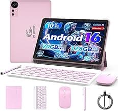 CUPEISI Android 13 Tablet 10 inch 12GB RAM+128GB ROM/1TB Expandable Tablet, Bluetooth, Wi-Fi, 2024 Newest 2 in 1 Tablets with Keyboard Case, Mouse Capacitive Pen, 2.0 Quad Core CPU