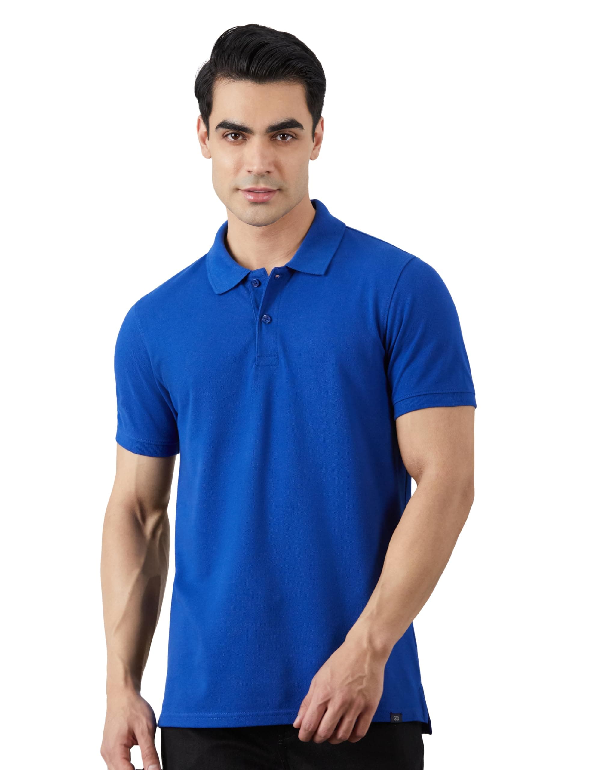 Amazon Brand - Symbol Men's Cotton Rich Solid Polo Tshirt | Collar Tshirts | Half Sleeves | Plain-Regular Fit (Available in Plus Size and Combo Pack of 2)