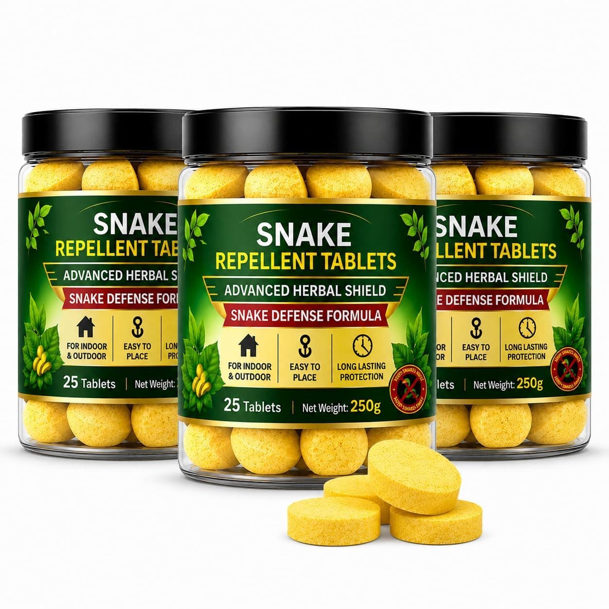 Herbal Snake Repellent Tablets for Indoor & Outdoor Use (50, Standard) | Herbal Formula, Repellent Tablets (250 G, PACK OF 3)