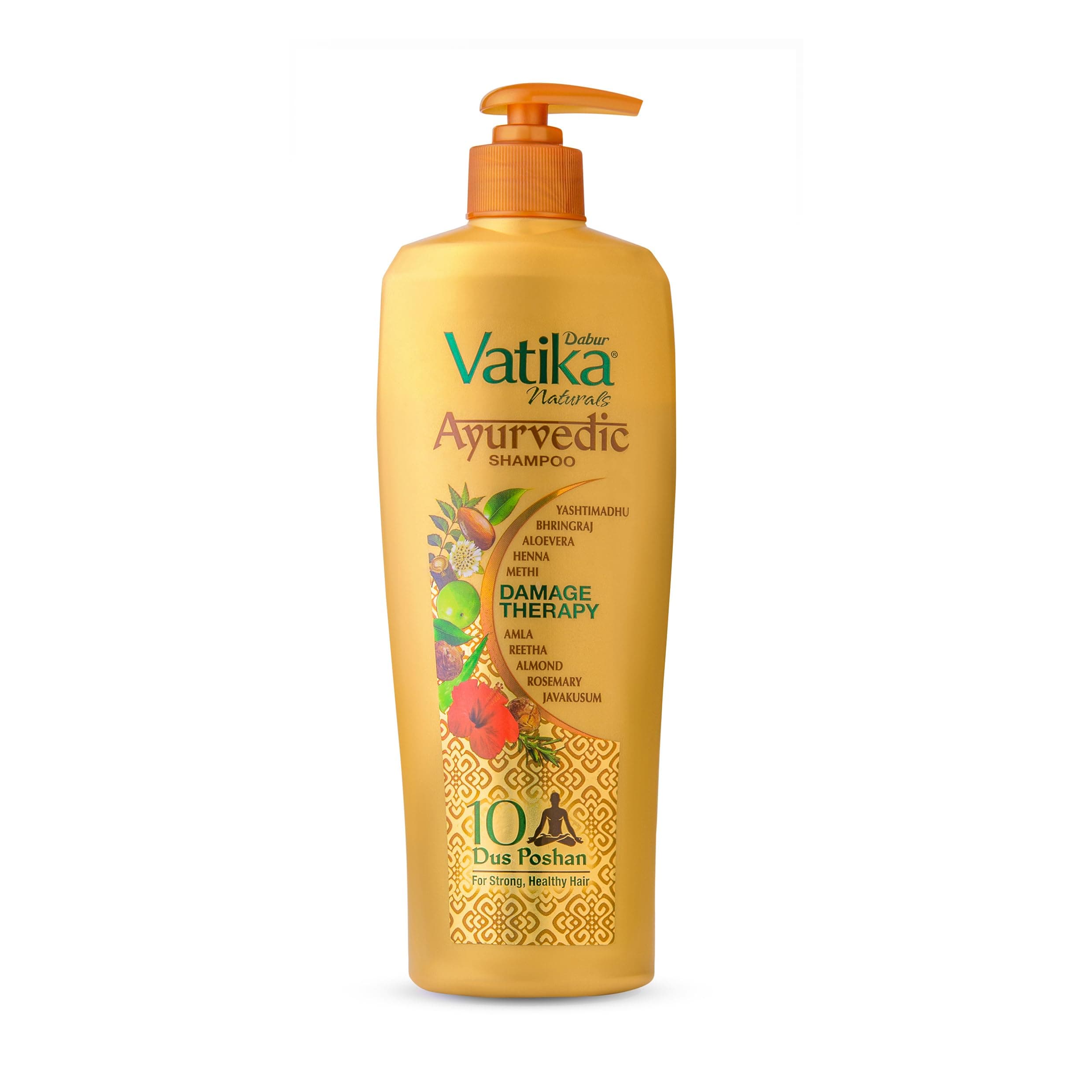 Dabur Vatika Ayurvedic Shampoo - 340 ml | Damage Therapy | With Power of 10 Ingredients for Solving 10 Hair Problems | No Parabens | For All Hair Types