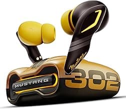 GOBOULT Mustang Torq Wireless in Ear Earbuds with 60H Playtime, App Support, Quad Mic ENC, 45ms Low Latency, 13mm Driver, Breathing LEDs, Made in India Ear Buds Wireless (Yellow)