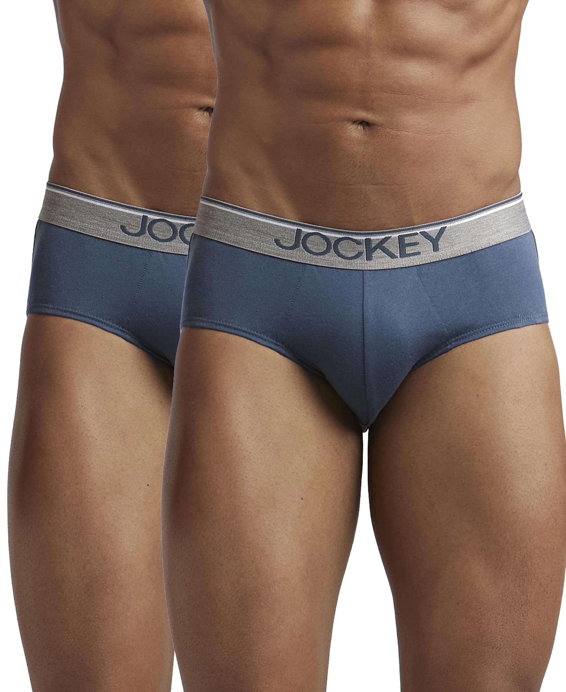 Jockey Men's Cotton Briefs (Pack of 2) (37931_Deep Slate_Grey_L)