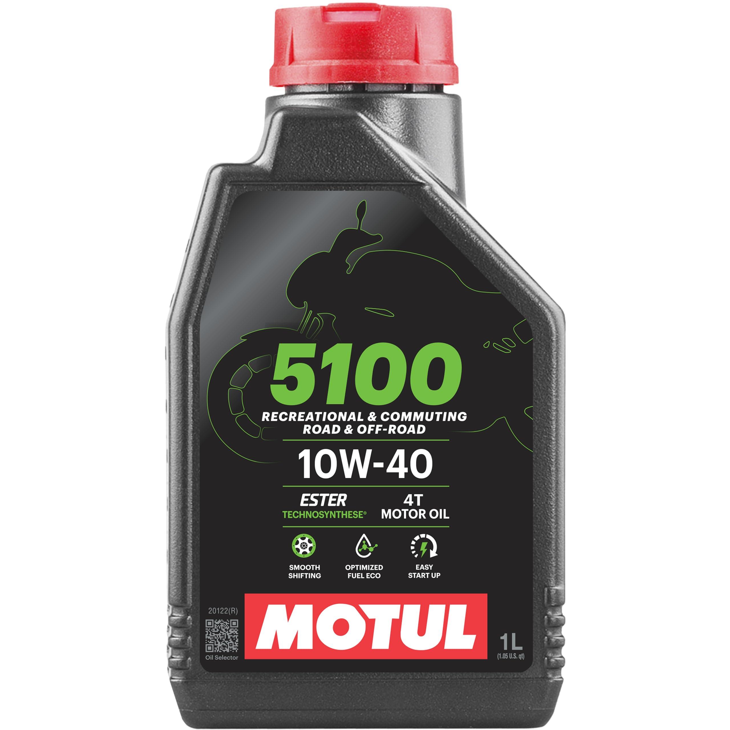 Motul 5100 4T 10W-40 Technosynthese Semi-Synthetic Engine Oil for Bikes | API SL/SJ/SH/SG | Advanced Engine Protection, Smooth Gear Shifting & Reliable Performance | 1L
