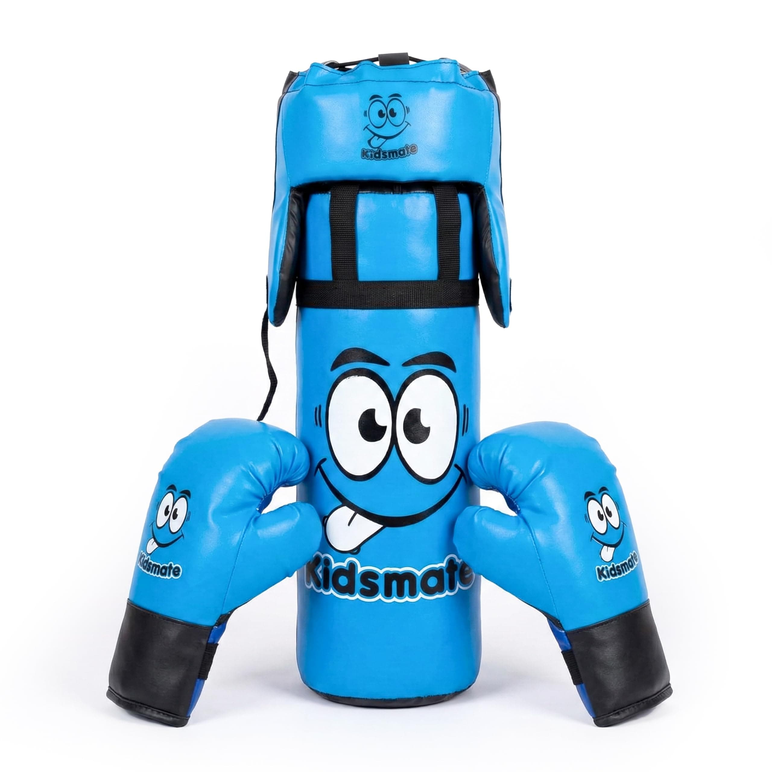 Kidsmate Boxing Kit for Kids of Age 3–8 Yrs | Safe Synthetic Leather Punching Bag with Gloves Set | Boxing Set for Karate Training & Punch Practice | Playful Fitness Activity for Boys & Girls - Blue