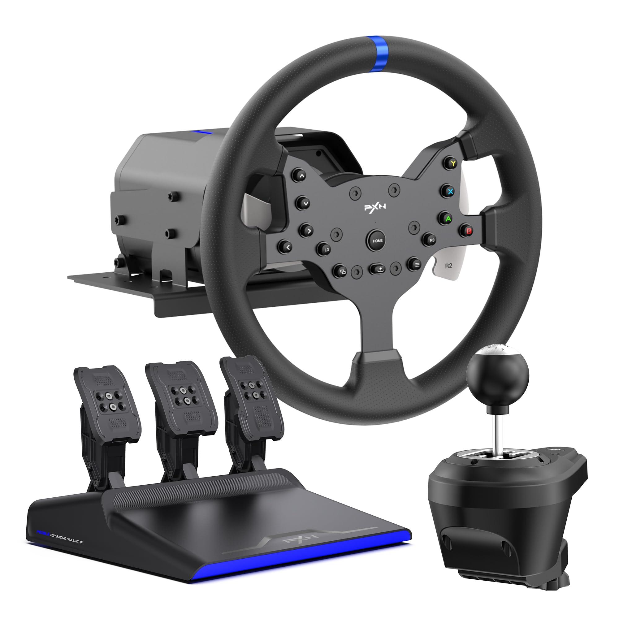 PXN V99 Force Feedback Gaming Racing Wheel Steering Wheel 270/900 Degree Racing Wheel with 3-Pedals and Shifter for PC,PS4, Xbox One, Xbox Series X/S
