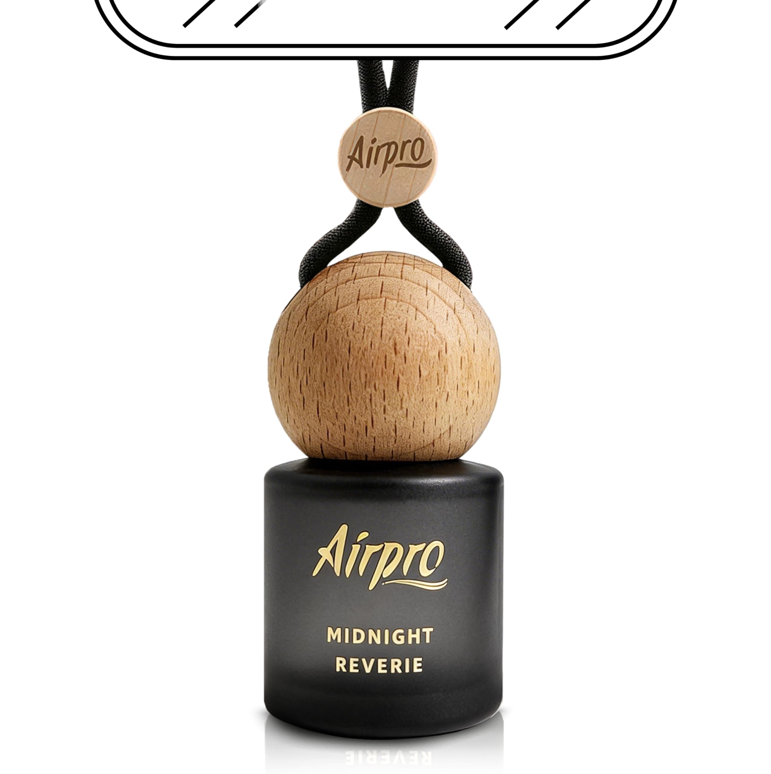 Airpro Veil Midnight Reverie Wooden Hanging Car Air Freshener | Woody Spicy Car Perfume Hanging Pod | Glass Bottle with Wooden Diffuser | Long Lasting Luxury Car Perfume | Natural Fragrance | 8ml