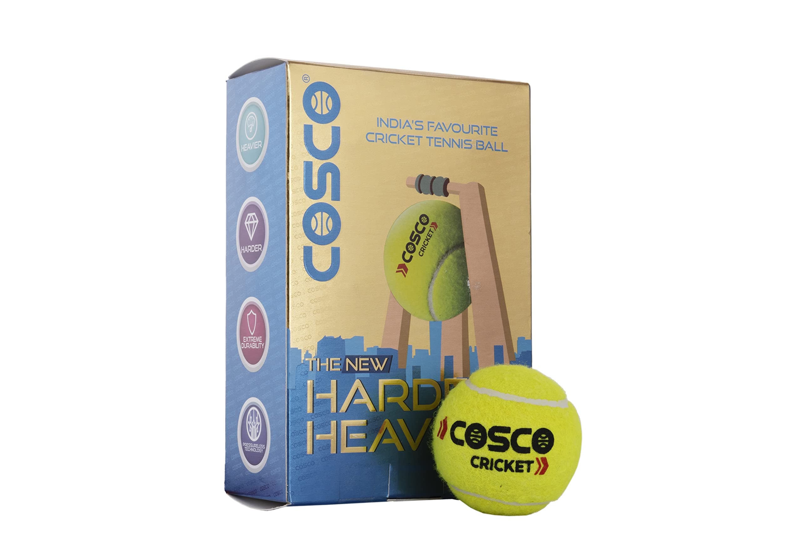 Cosco Rubber Light Cricket Tennis Ball Yellow (Pack of 6)