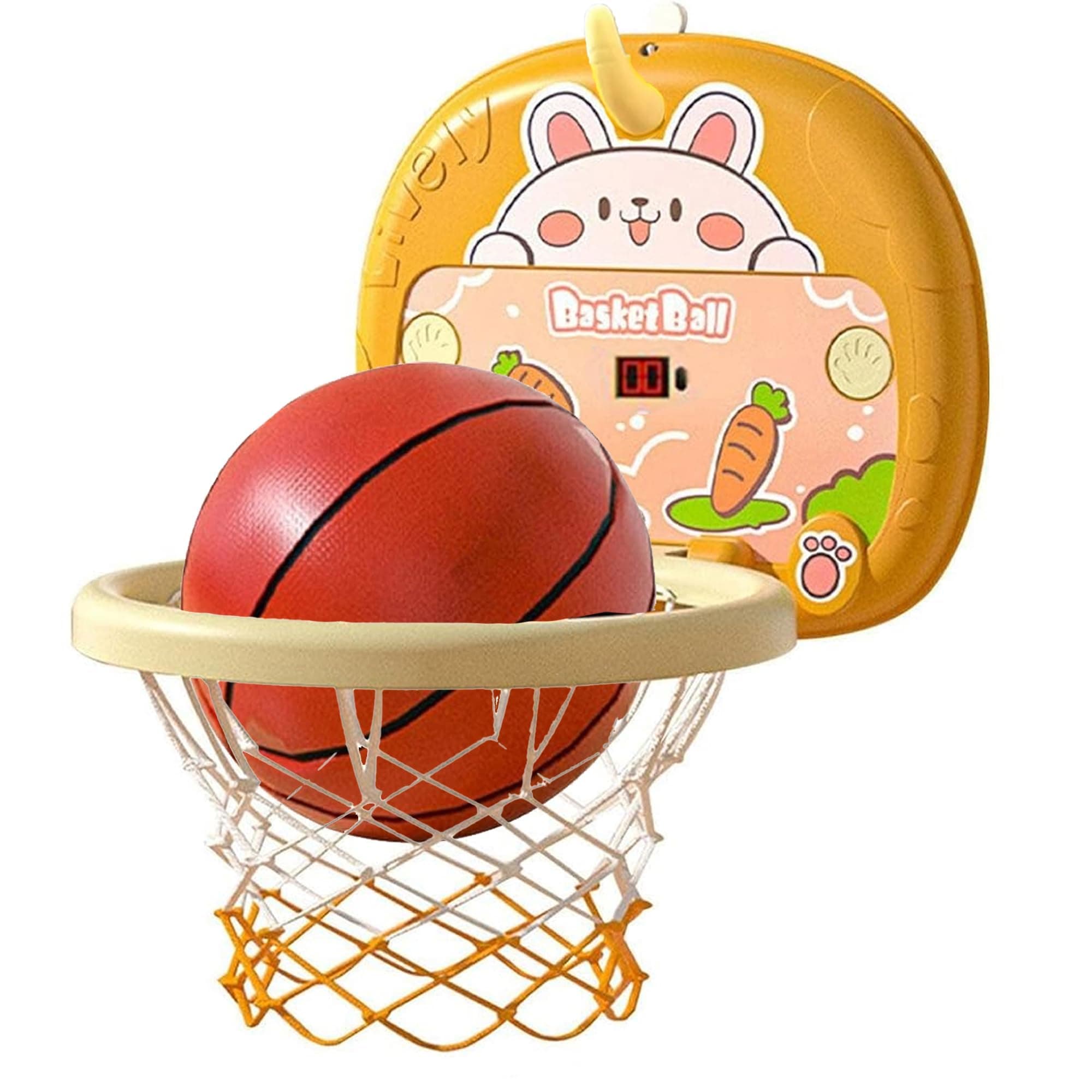 Kidology Indoor Mini Wall Basketball Hoop Set for Kids |Hanging Dart Board |2-in-1 Portable Cute Bunny Design Outdoor Mini Ball & Rings Games,Gift for Kids 3+ (Multicolor)
